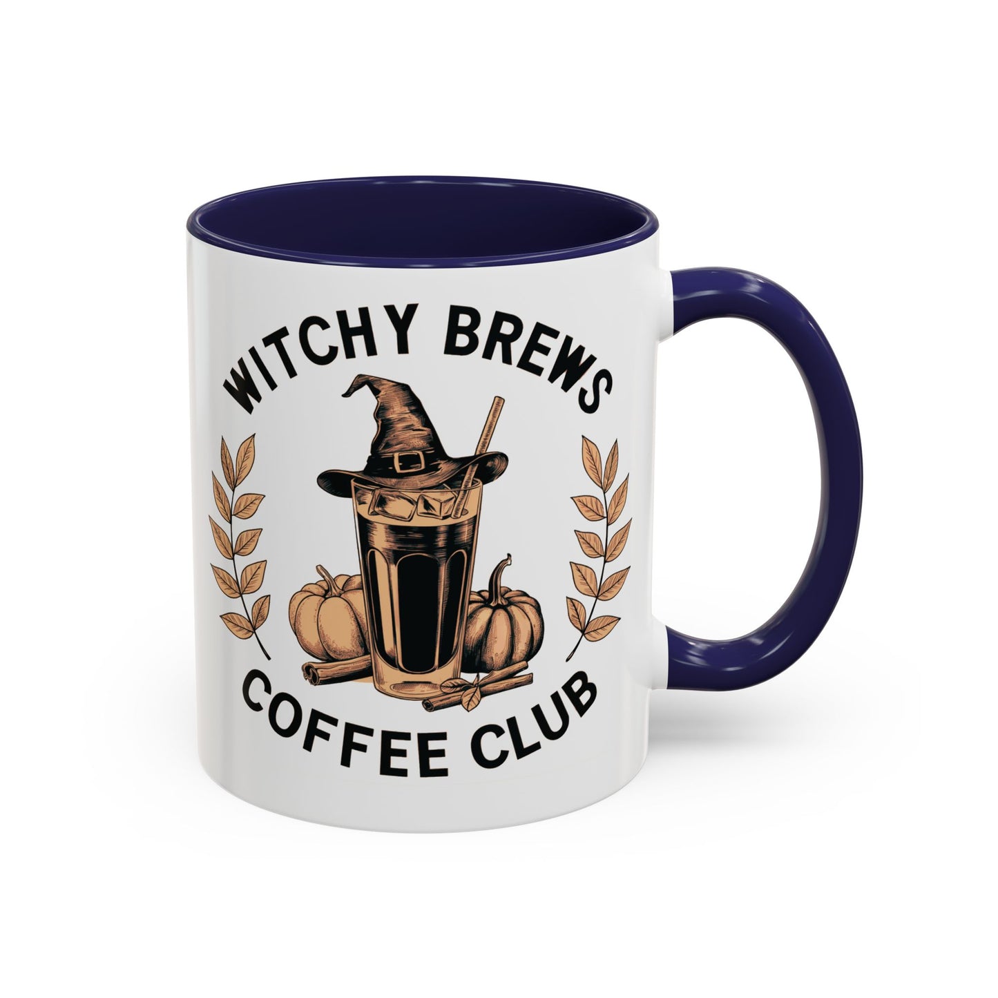 Witchy Brews Coffee Club Mug | Halloween Coffee Mug | Witch Hat and Pumpkin Design | Spooky Fall Drinkware