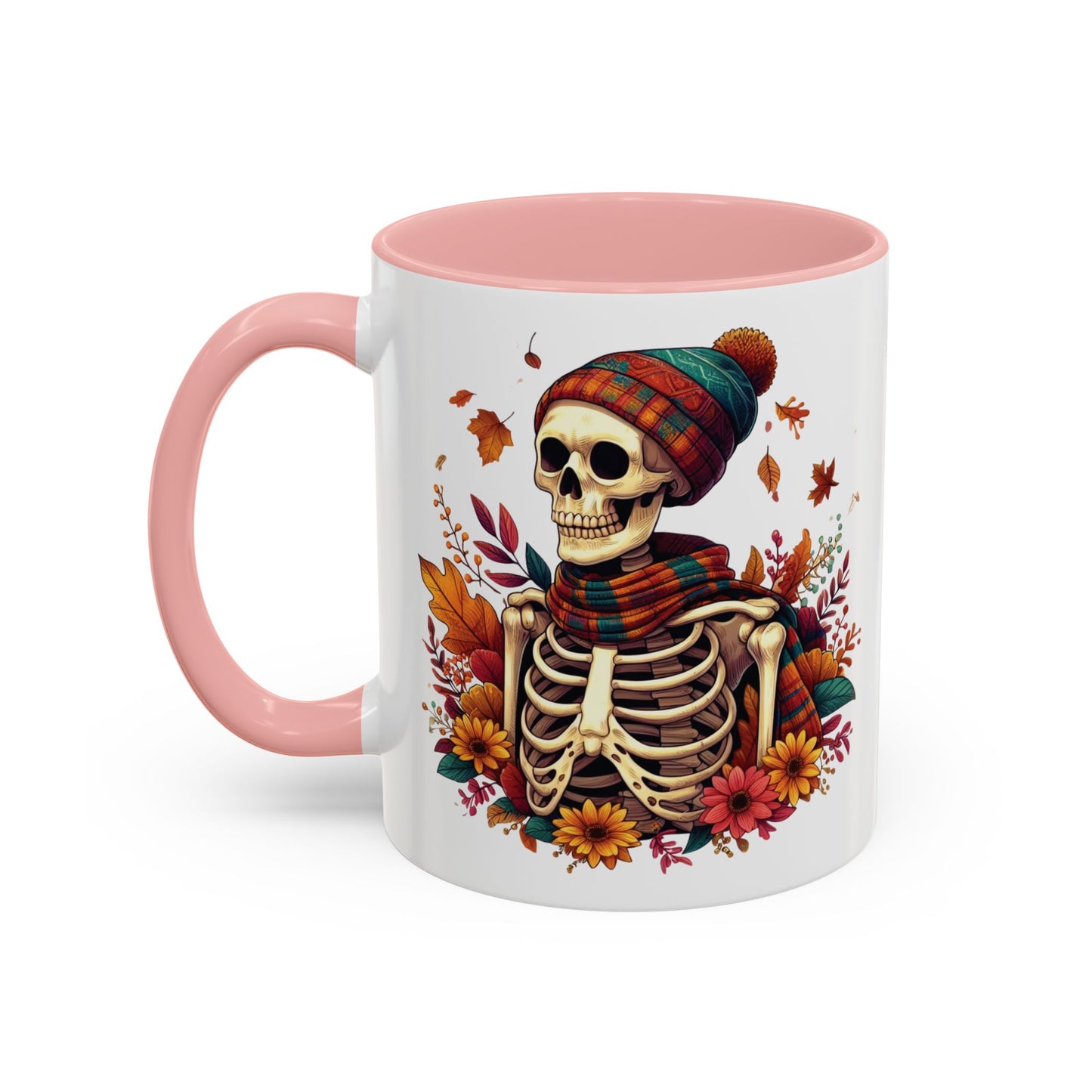 Cozy Fall Skeleton Mug | Cute Autumn Skeleton Coffee Mug | Fall-Themed Drinkware | Halloween Skeleton in Scarf Design