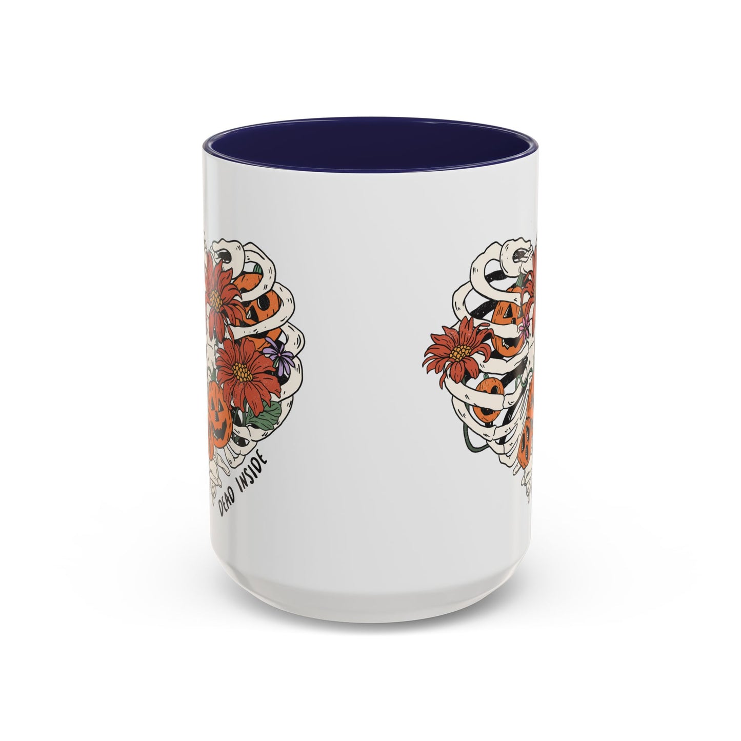 Dead Inside Skeleton Mug | Funny Halloween Coffee Mug | Floral Rib Cage Design | Spooky Season Gift | Fall Drinkware