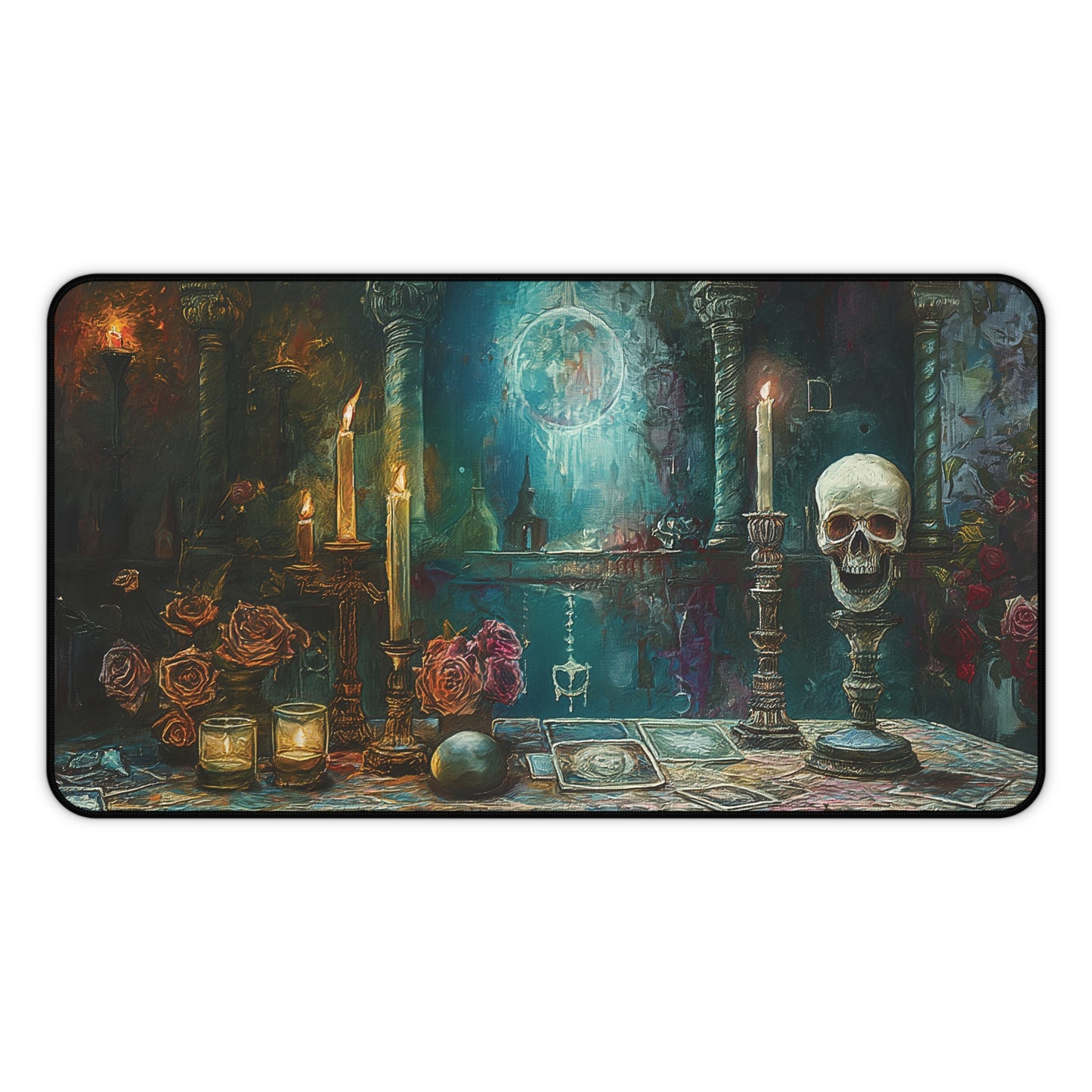 Mystic Altar Desk Mat | Gothic Decor | Skull, Candles, Tarot | Neoprene | Anti-Slip | 3 Sizes