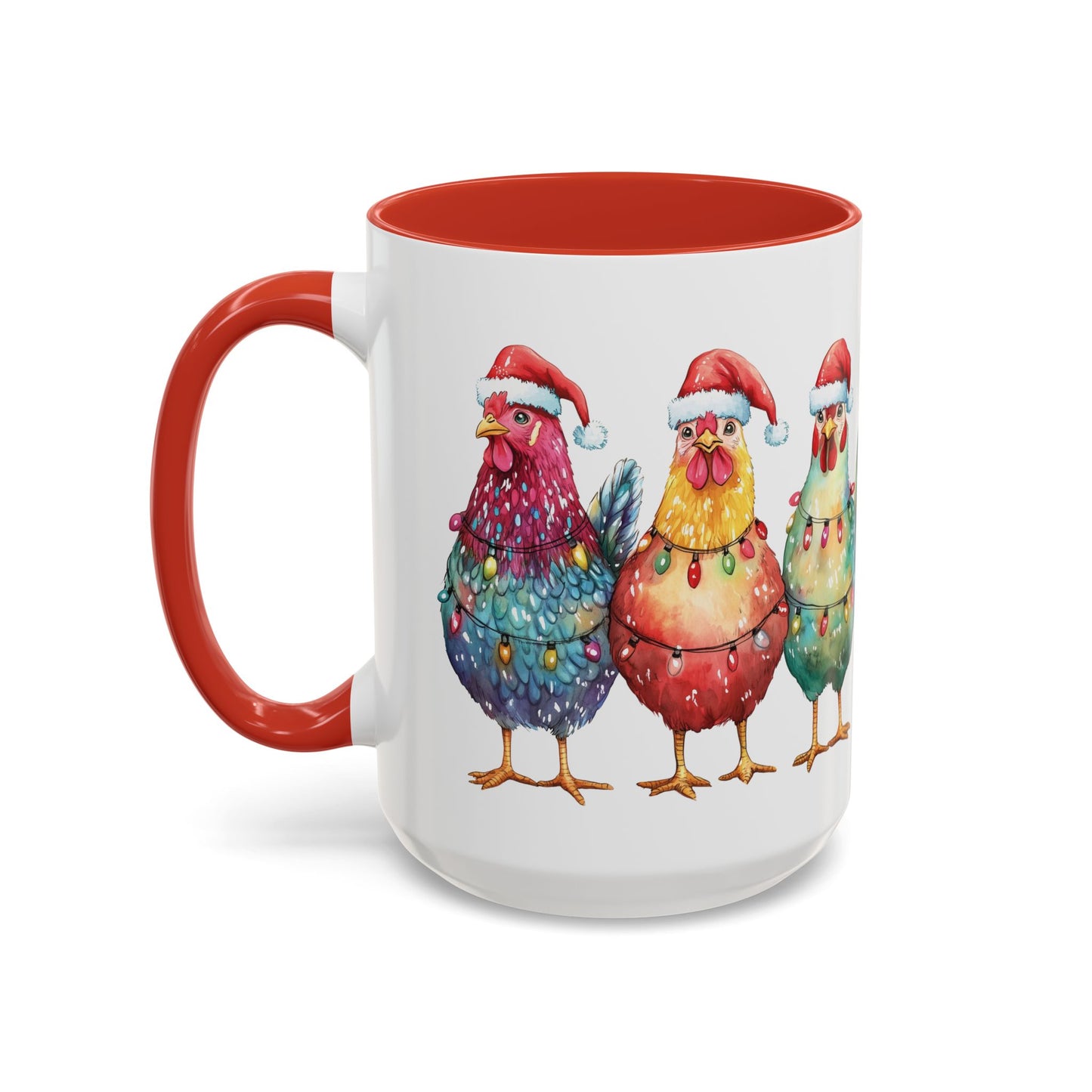 Christmas Chickens Mug - Festive Holiday Chicken Trio Design - Perfect for Farmhouse Christmas Decor