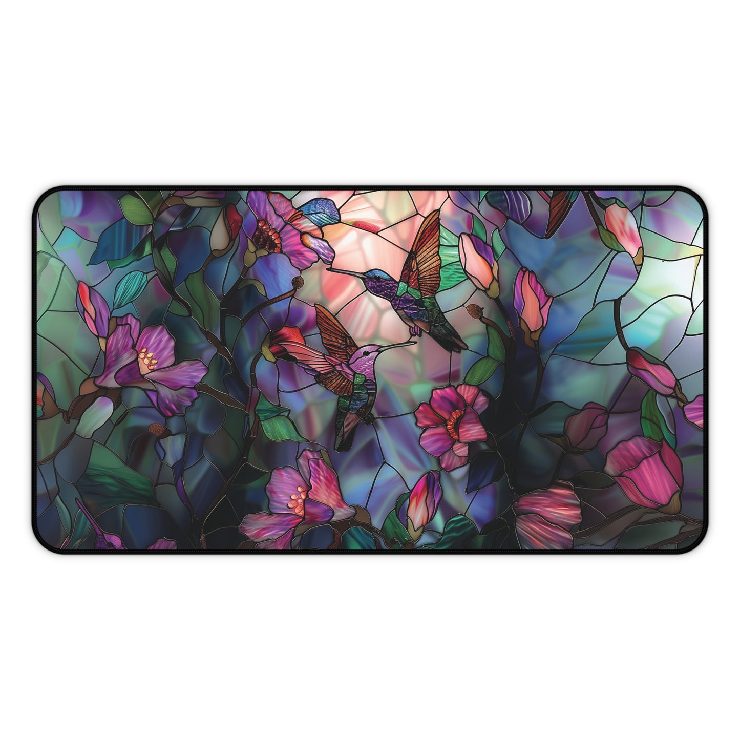 Stained Glass Look Hummingbird Mousepad, Gaming Mousepad, Large Mousepad, Keyboard Mouse Mat, Desk Pad for Work Game Home XL 3 Sizes