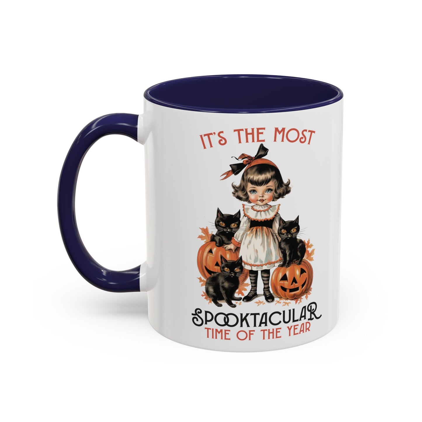 Spooktacular Time of the Year Halloween Mug | Vintage Black Cat and Doll Design | Halloween Coffee Mug | Fall Drinkware