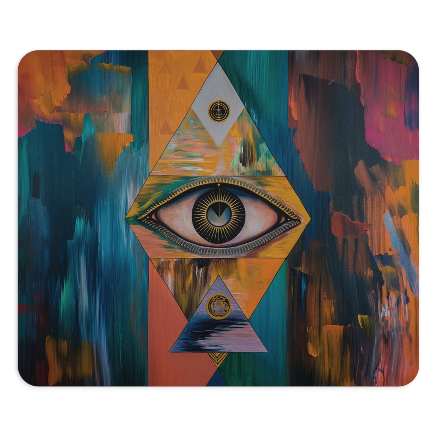 Abstract Eye Design Personalized Mouse Pad - Custom Round or Rectangle Neoprene Mousepad with Non-Slip Rubber Bottom