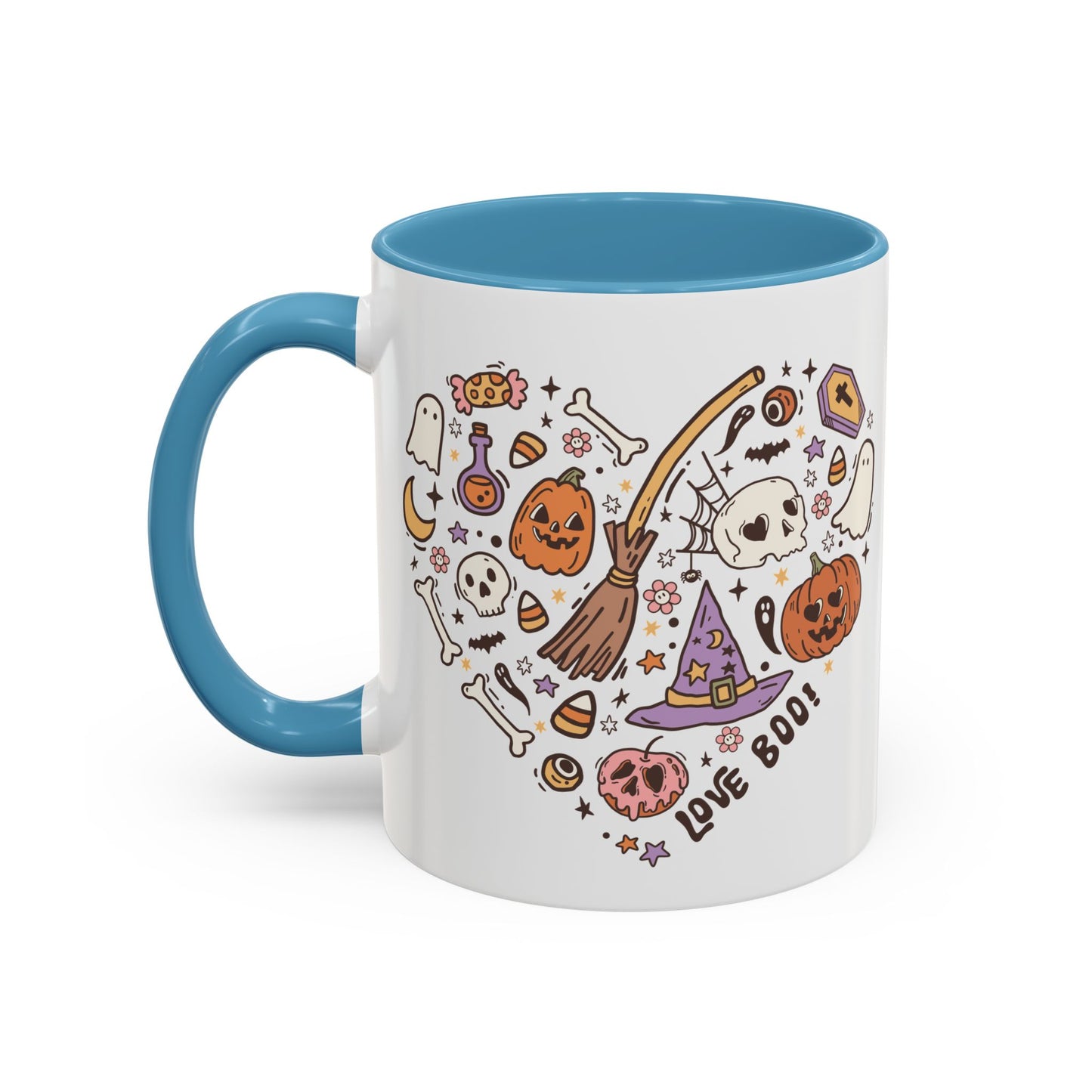 Love Boo! Halloween Mug | 11oz and 15oz Ceramic Coffee Cup | Spooky Heart Design