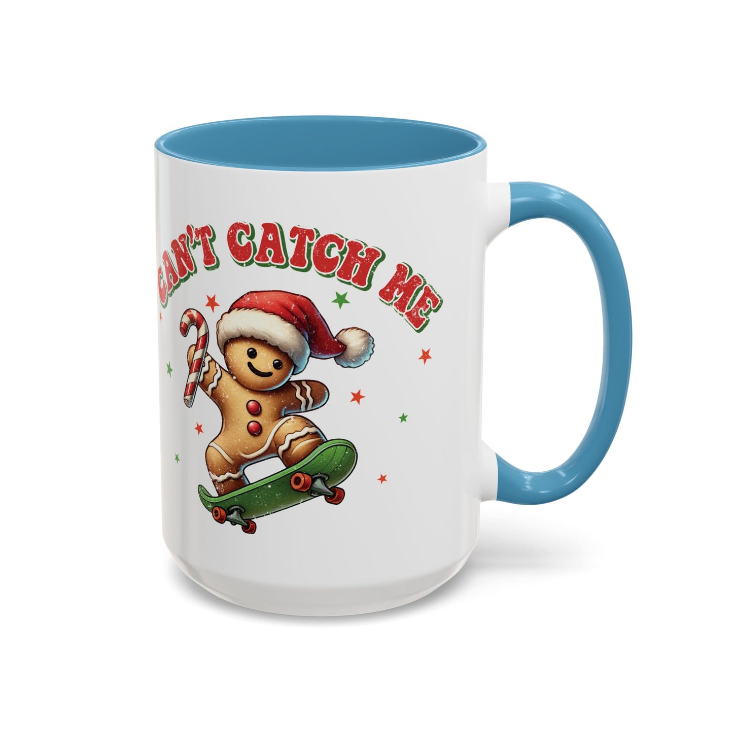 Can't Catch Me Gingerbread Mug - Fun Holiday Skateboarding Gingerbread Design - Perfect for Christmas Cheer