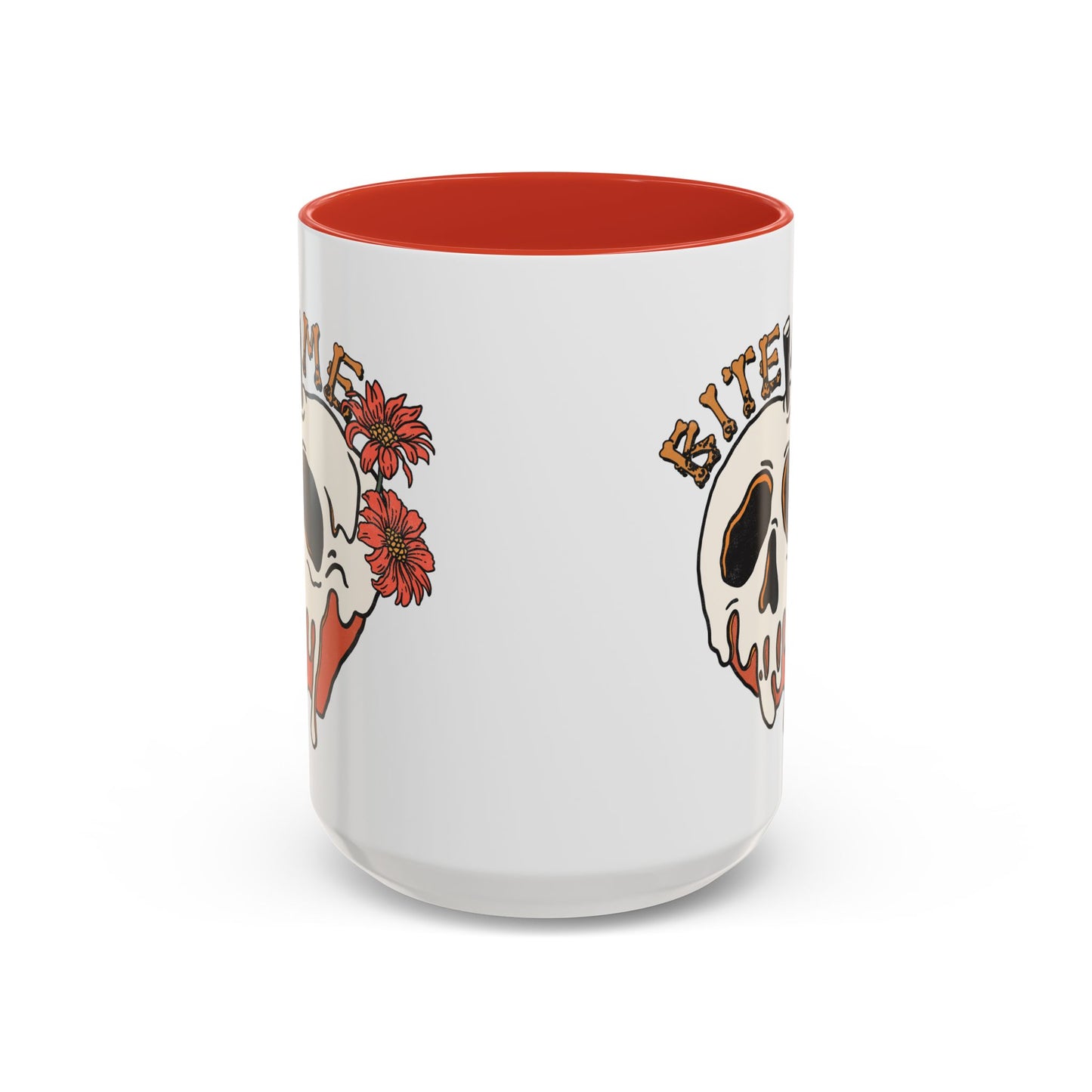 Bite Me Halloween Mug | Poison Apple Skull Design | Spooky Coffee Mug | Fall Drinkware | Gothic Gift Idea