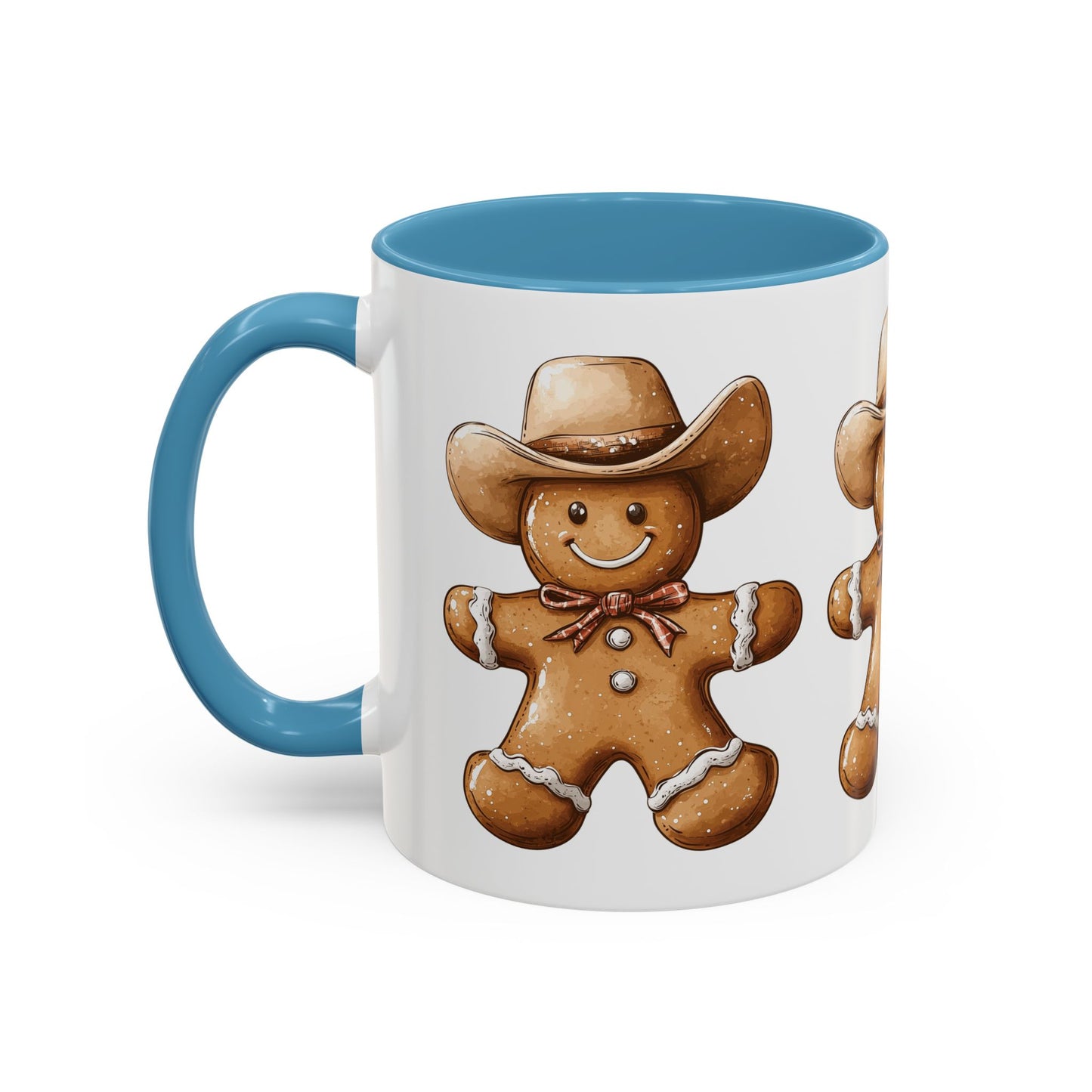 Cowboy Gingerbread Man Tan Hat Ceramic Mug - Festive Western Holiday Design - Perfect for Christmas and Cookie Lovers