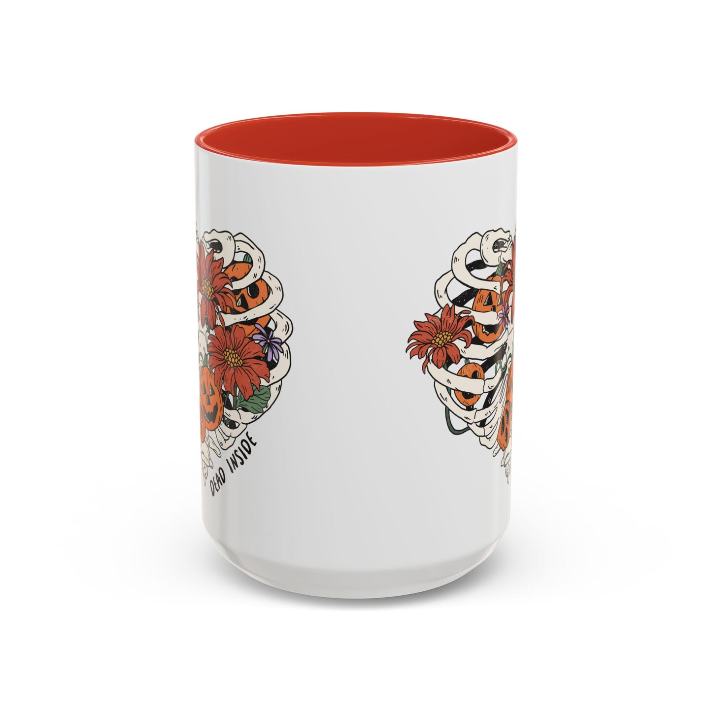 Dead Inside Skeleton Mug | Funny Halloween Coffee Mug | Floral Rib Cage Design | Spooky Season Gift | Fall Drinkware