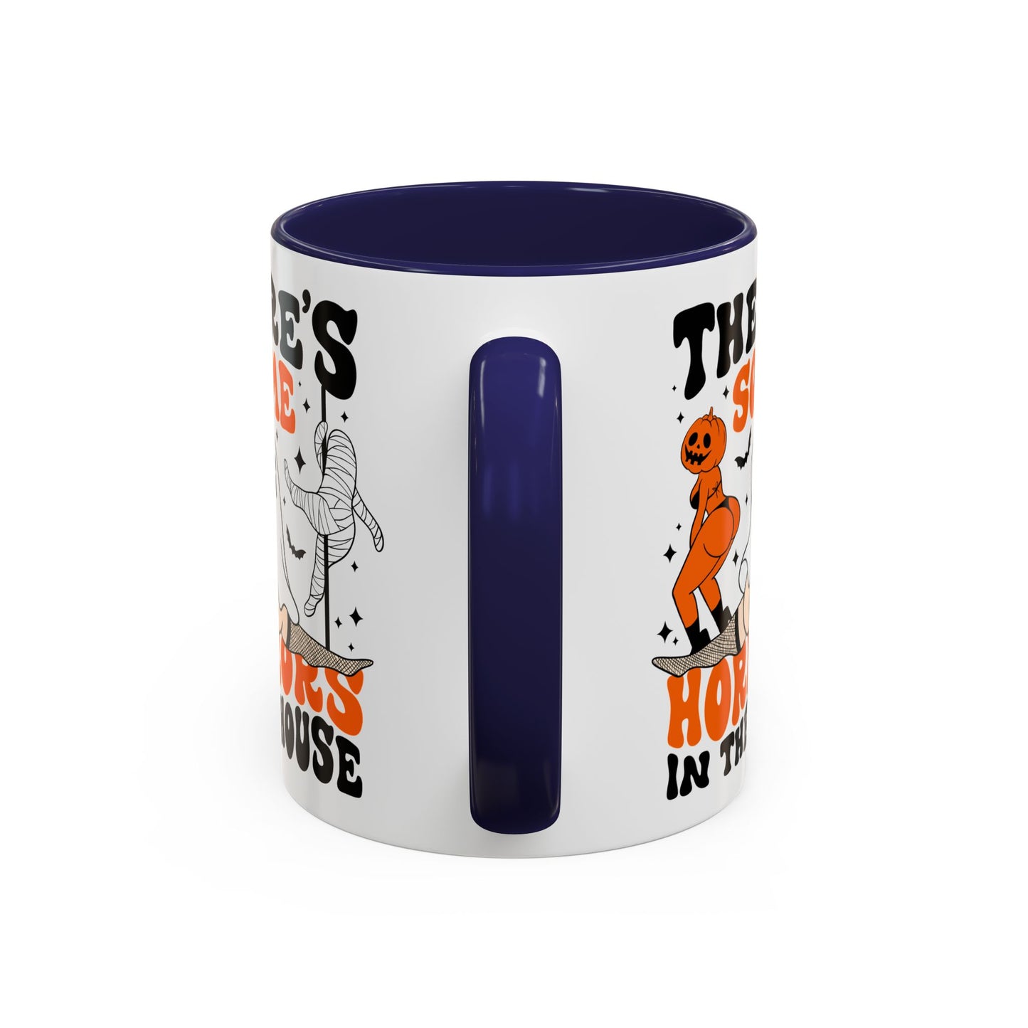 Theres Some Horrors in This House Funny Halloween Mug | 11oz and 15oz Ceramic Coffee Cup | Ghost and Pumpkin Design