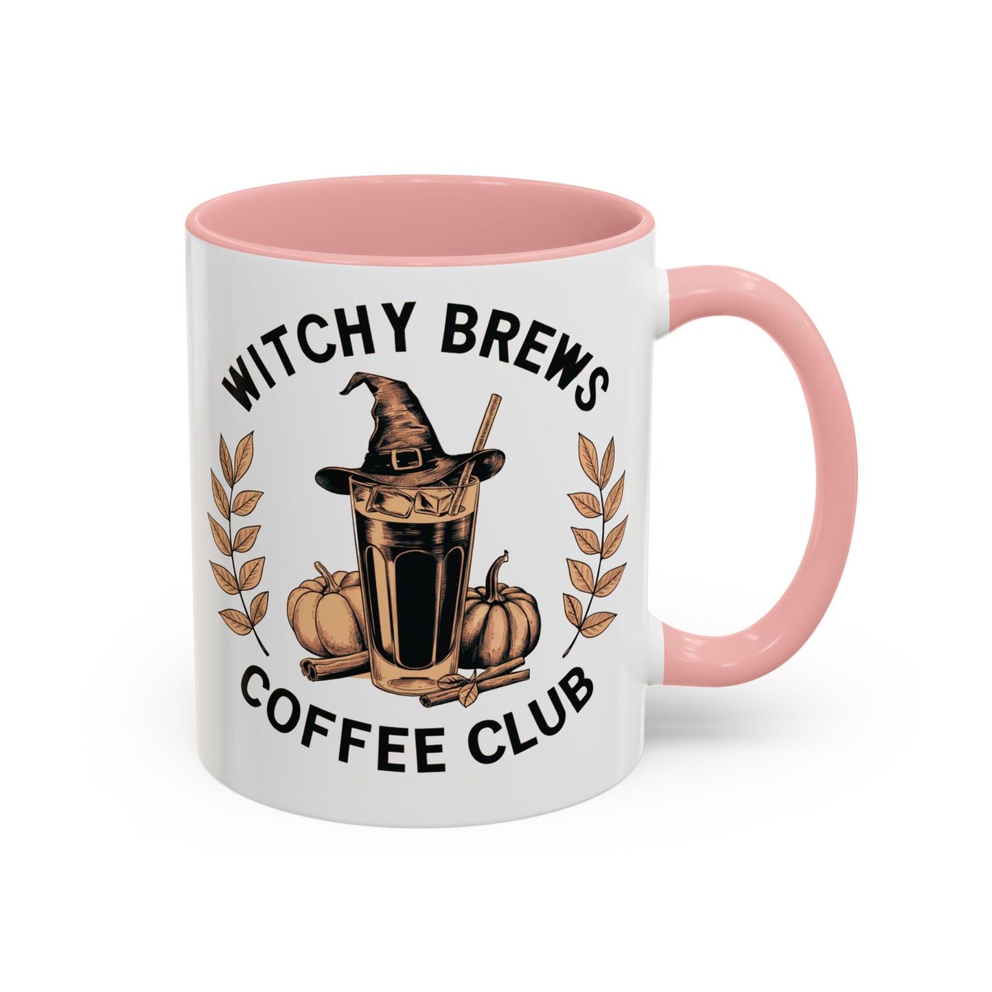 Witchy Brews Coffee Club Mug | Halloween Coffee Mug | Witch Hat and Pumpkin Design | Spooky Fall Drinkware