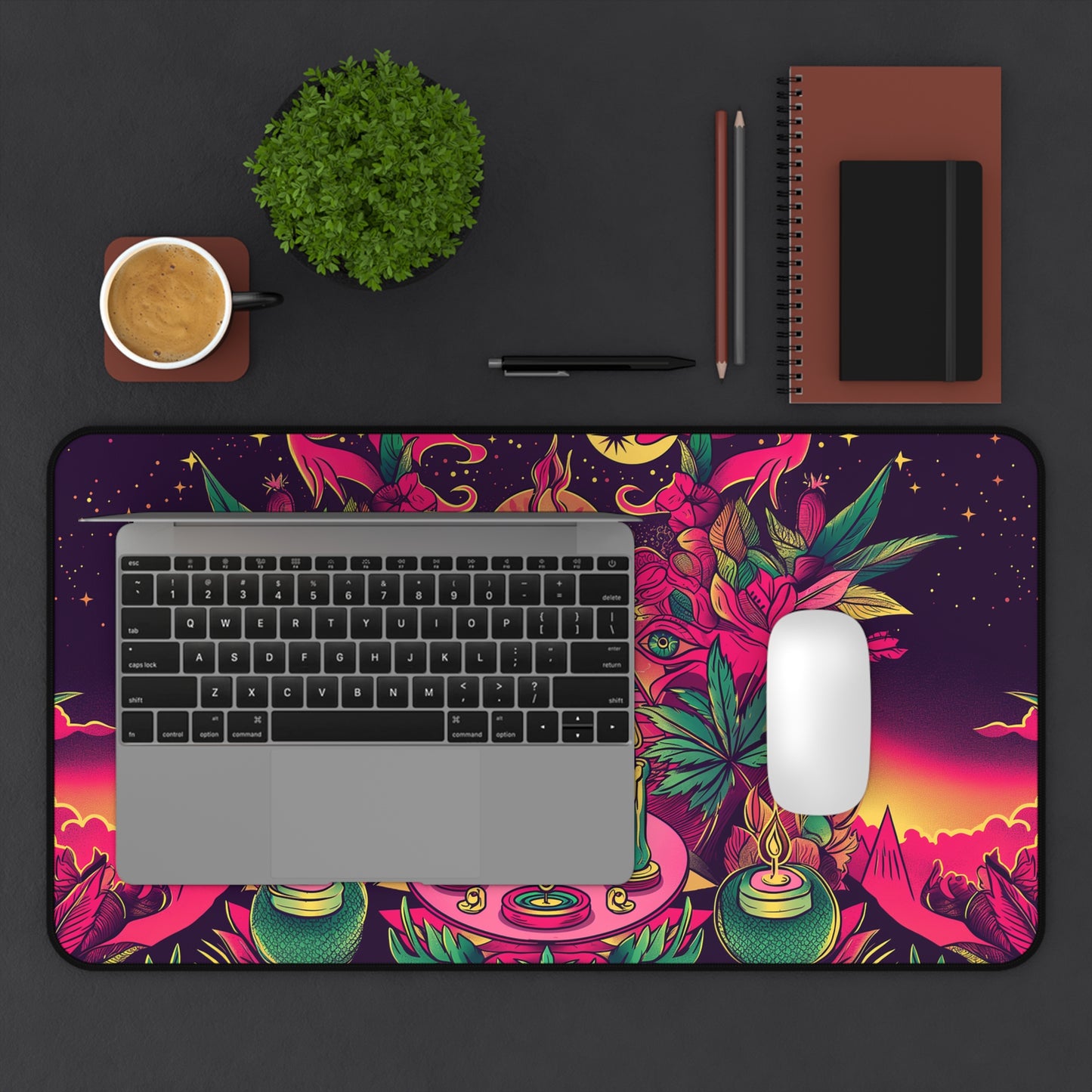 Mystic Vision Computer Desk Mat | Psychedelic Art Mouse Pad | Anti-Slip Neoprene Desk Mat for Home Office | 3 Sizes Available