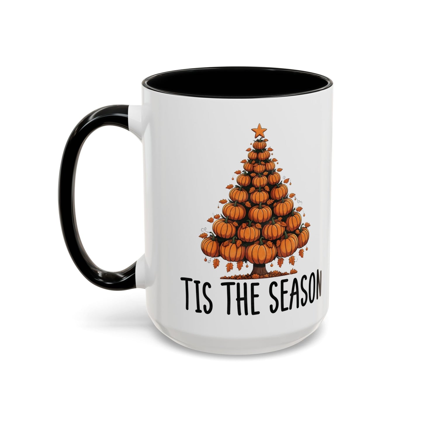 Tis the Season Pumpkin Tree Mug | 11oz and 15oz Ceramic Coffee Cup | Festive Fall & Holiday Design