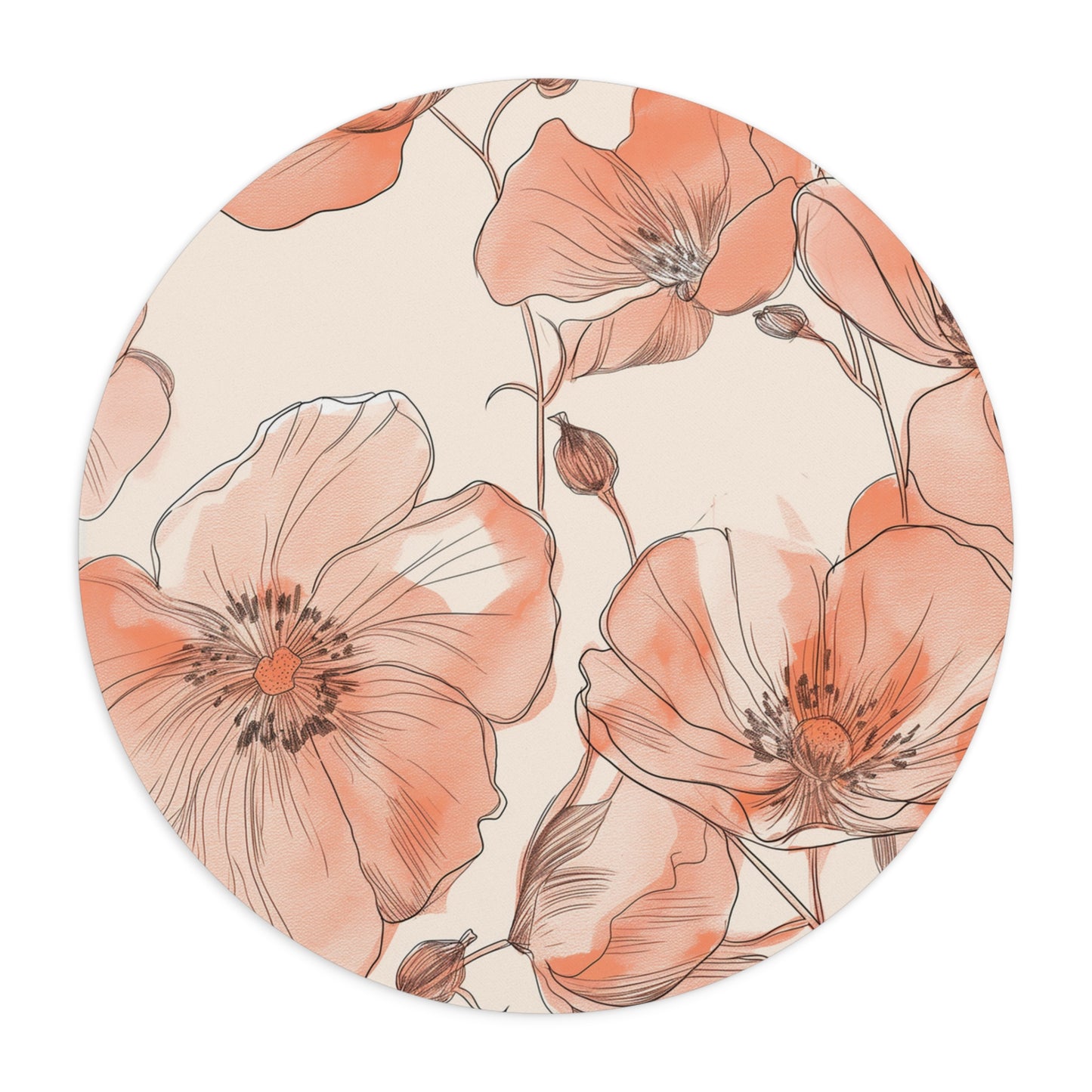 Floral Elegance Design Personalized Mouse Pad - Custom Round or Rectangle Neoprene Mousepad with Non-Slip Rubber Bottom