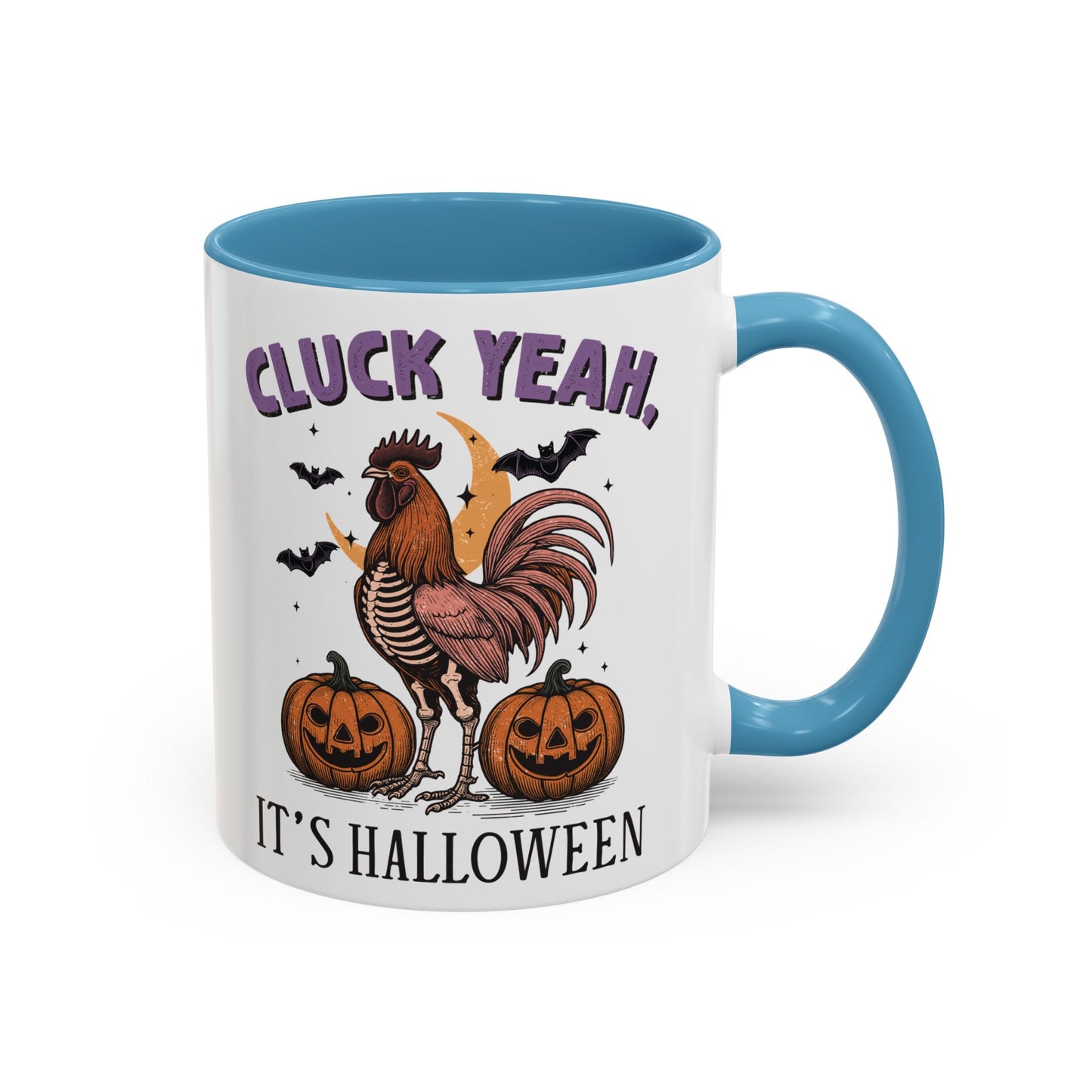 Cluck Yeah, It's Halloween Mug | Funny Rooster Halloween Coffee Cup | Spooky Chicken Design