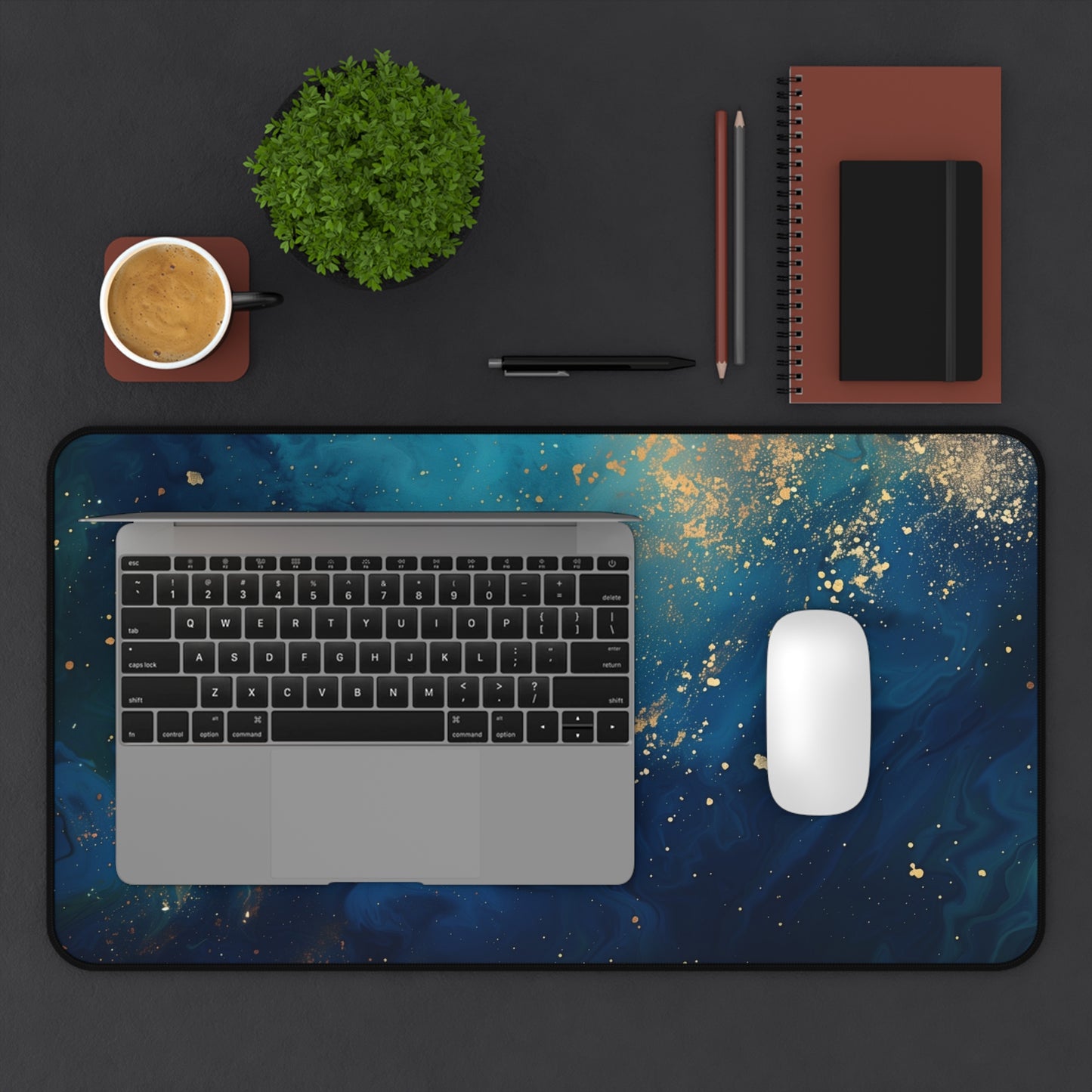 Starry Night Computer Desk Mat | Abstract Cosmic Mouse Pad | Anti-Slip Neoprene Desk Mat for Home Office | 3 Sizes Available