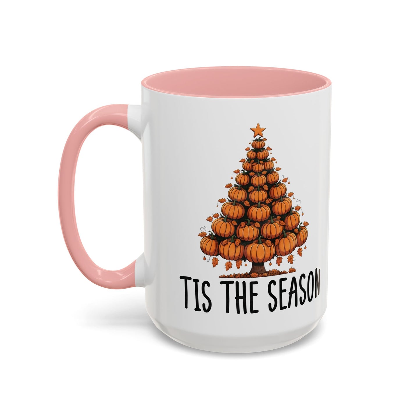 Tis the Season Pumpkin Tree Mug | 11oz and 15oz Ceramic Coffee Cup | Festive Fall & Holiday Design