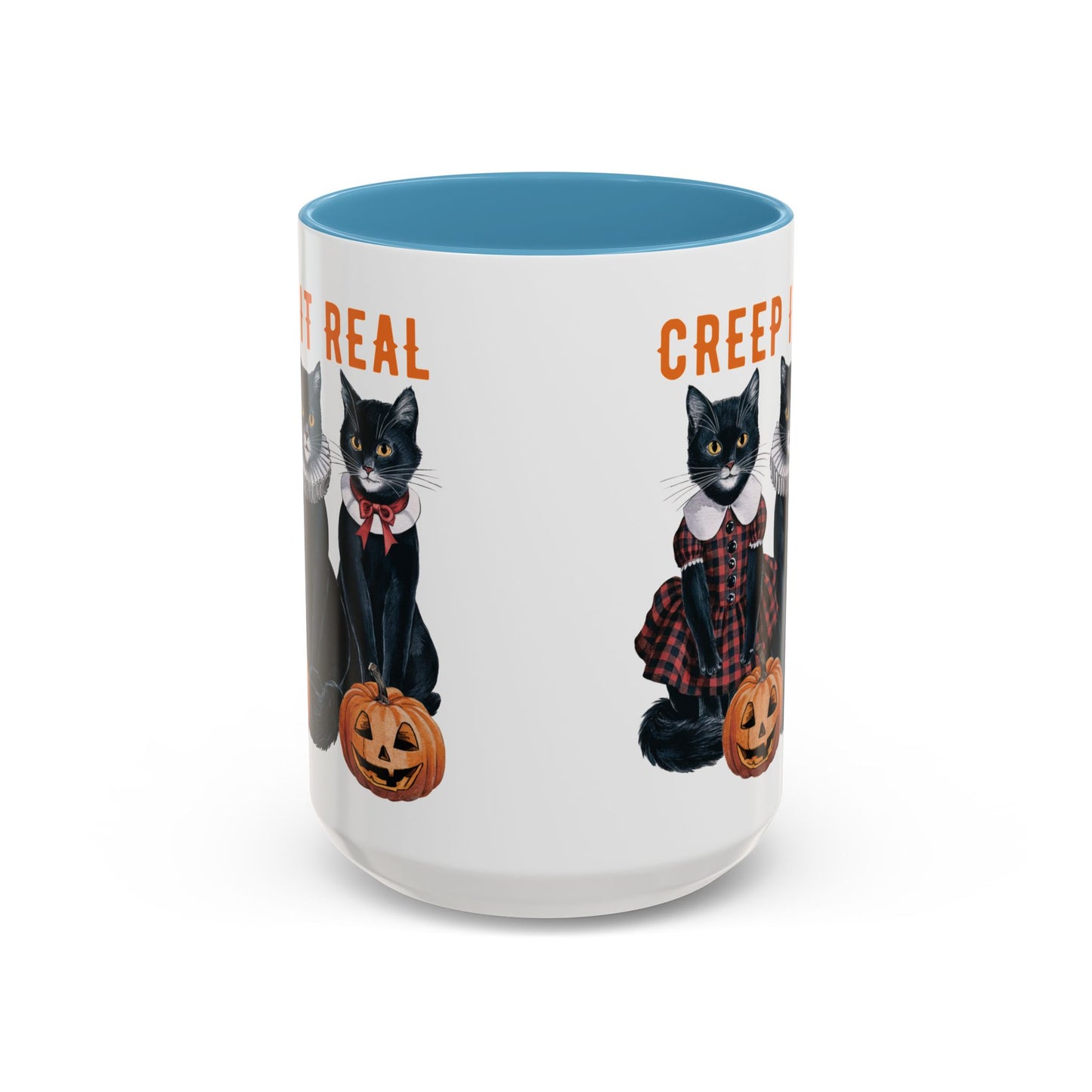 Creep It Real Halloween Mug | Black Cat and Pumpkin Design | Halloween Coffee Mug | Fall Drinkware