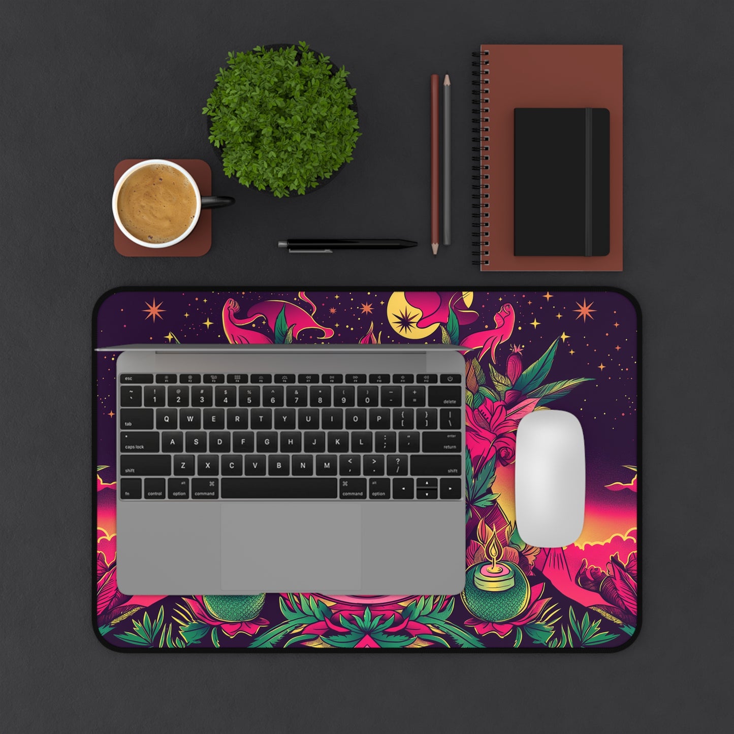 Mystic Vision Computer Desk Mat | Psychedelic Art Mouse Pad | Anti-Slip Neoprene Desk Mat for Home Office | 3 Sizes Available