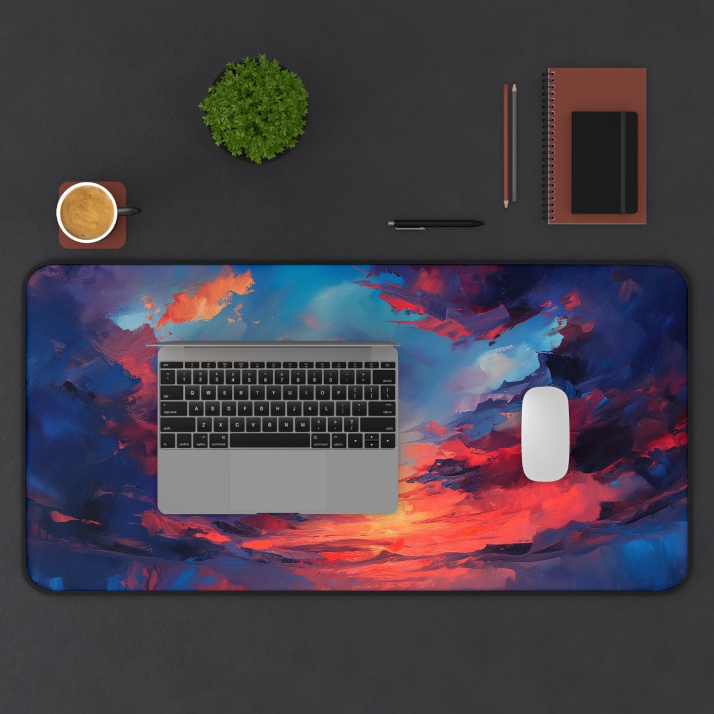 Vibrant Sunset Computer Desk Mat | Artistic Mouse Pad | Anti-Slip Neoprene Desk Mat for Home Office | 3 Sizes Available