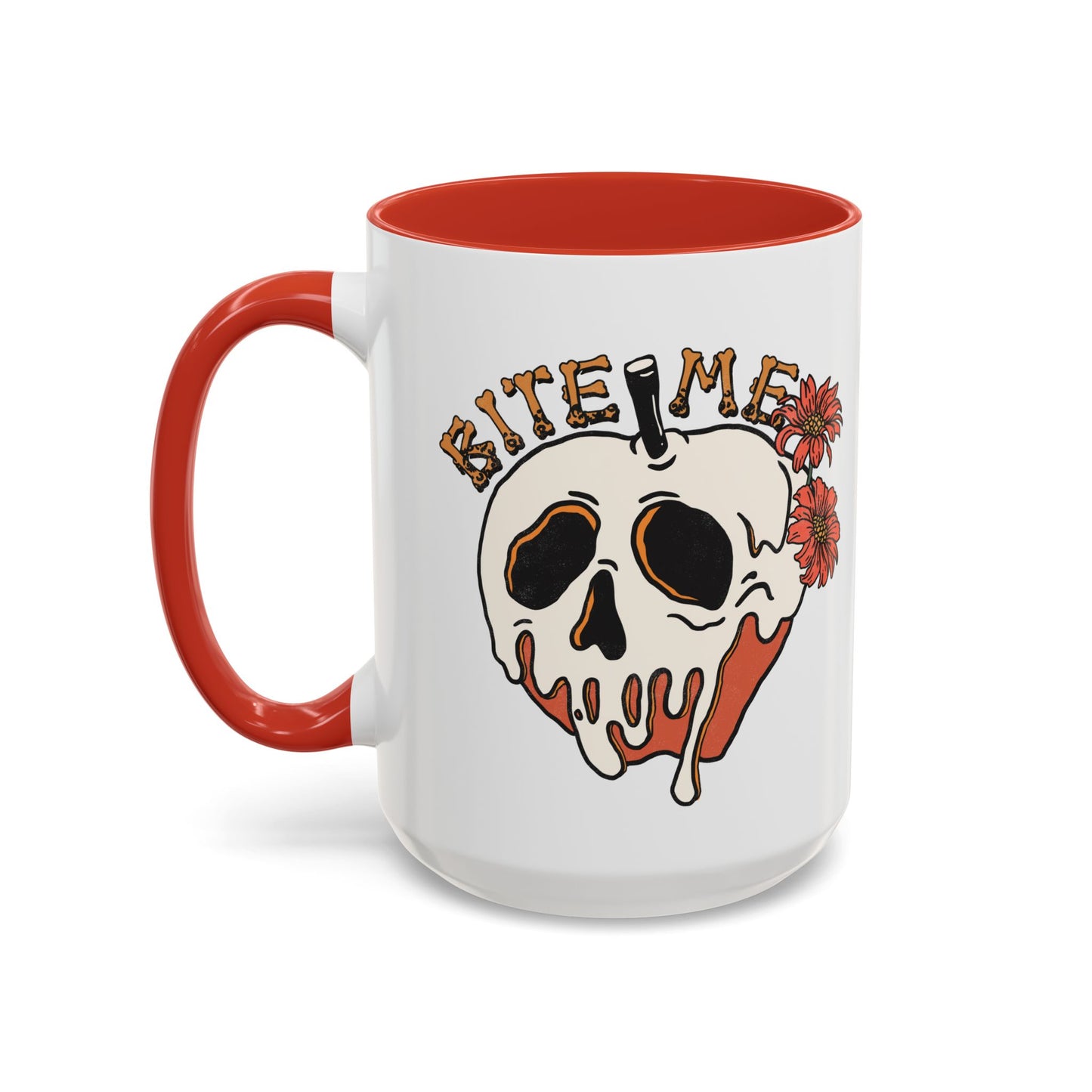 Bite Me Halloween Mug | Poison Apple Skull Design | Spooky Coffee Mug | Fall Drinkware | Gothic Gift Idea