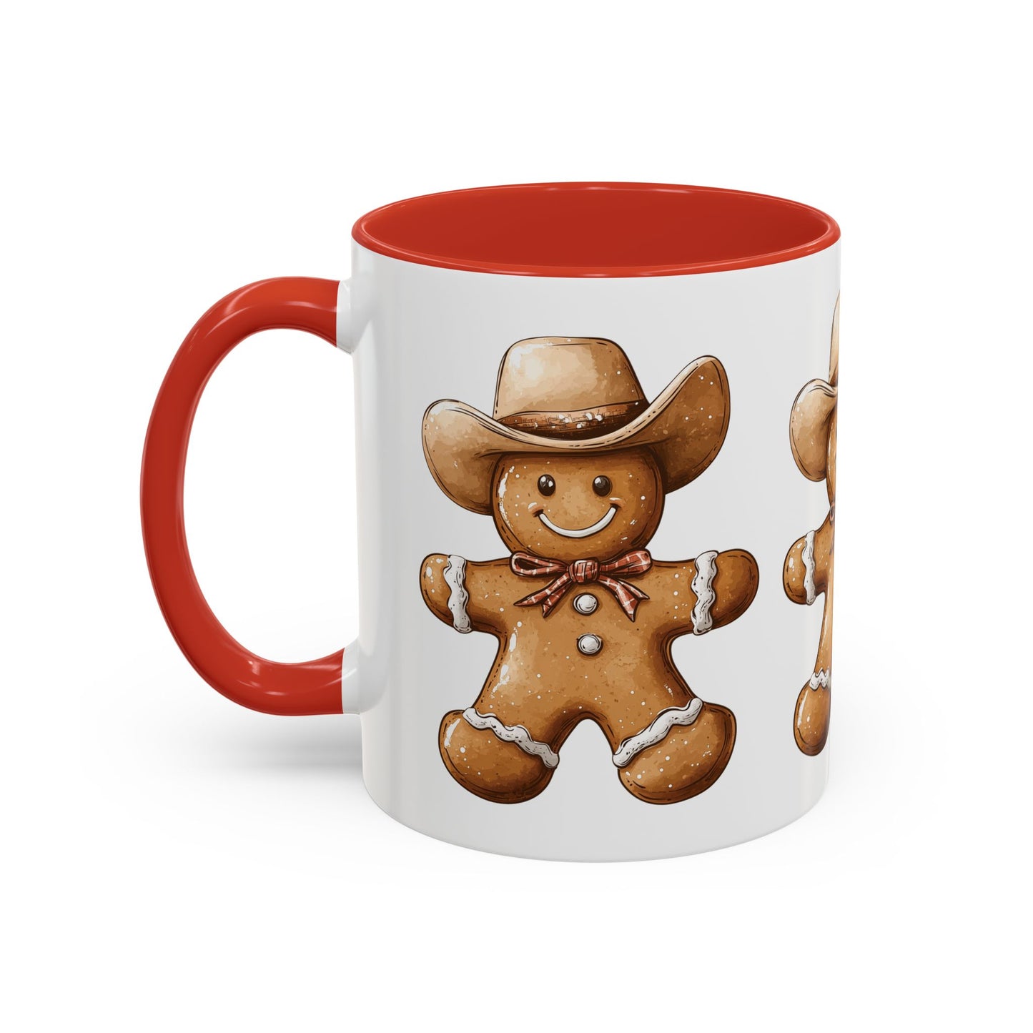 Cowboy Gingerbread Man Tan Hat Ceramic Mug - Festive Western Holiday Design - Perfect for Christmas and Cookie Lovers