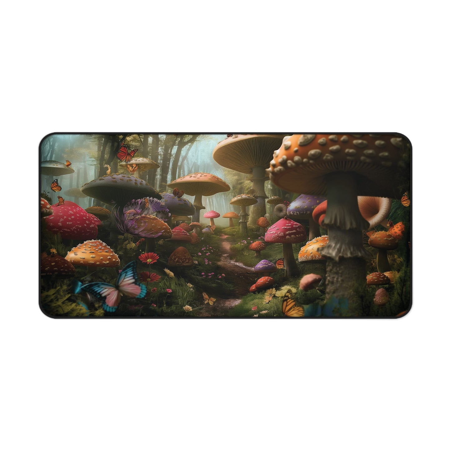 Enchanted Forest Mushrooms Desk Mat | Neoprene Mouse Pad | Fantasy-Inspired Office Desk Mat | Anti-Slip | 3 Sizes Available