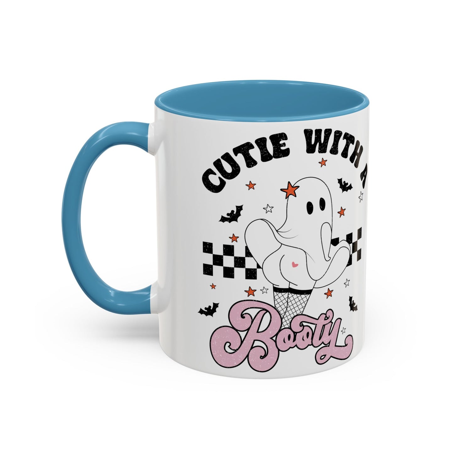 Cutie with a Booty Halloween Ghost Mug | 11oz and 15oz Ceramic Coffee Cup | Funny Halloween Design