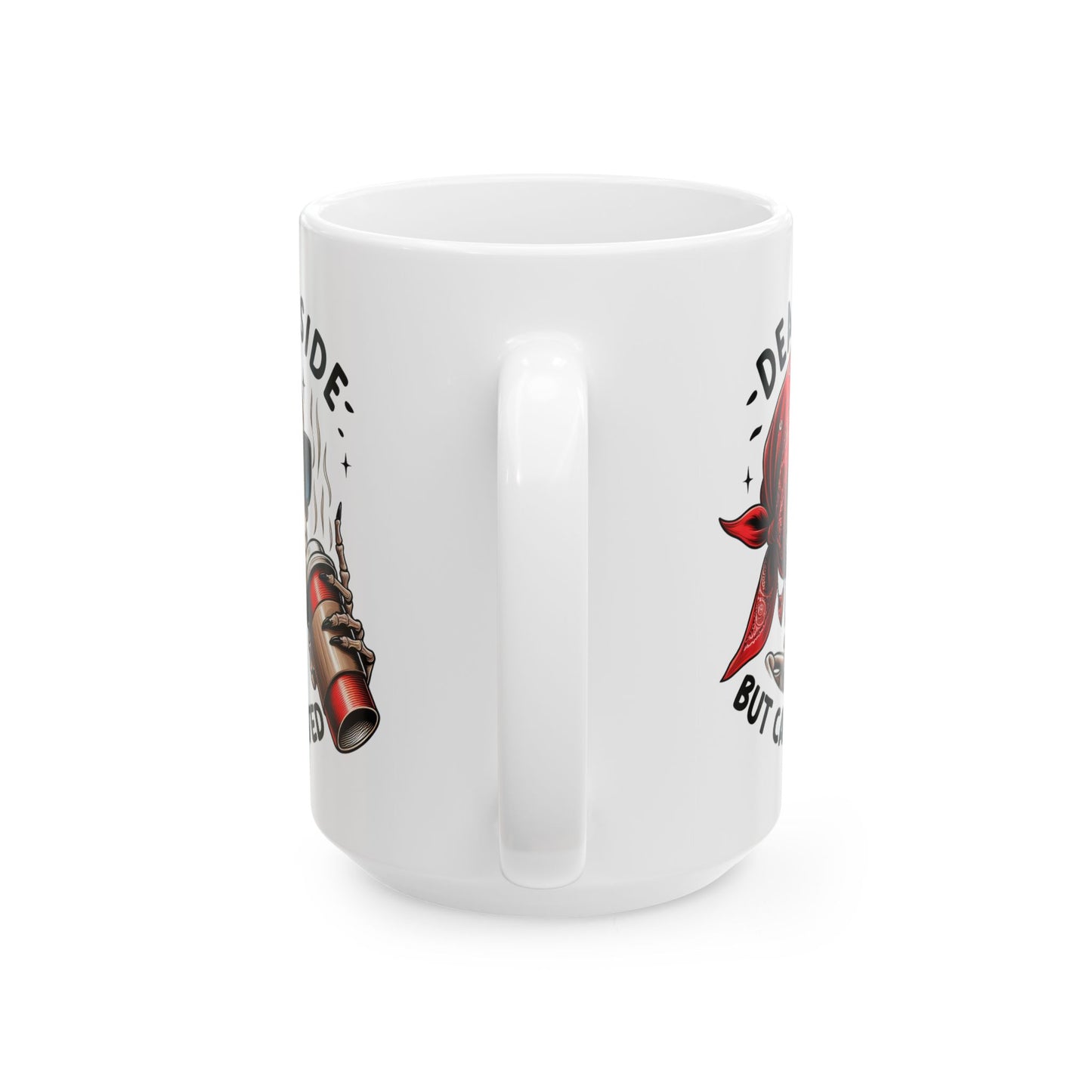 Dead Inside But Caffeinated Skeleton Mug | Funny Coffee Mug | Bandana Skeleton Cup