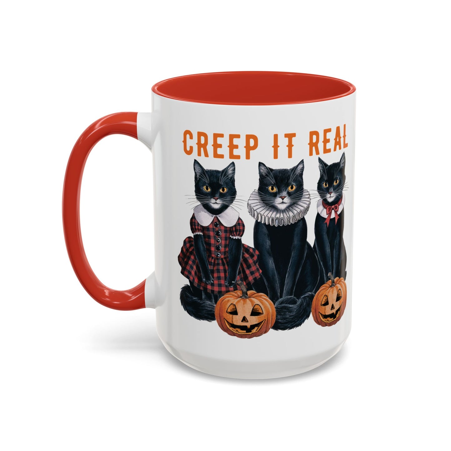 Creep It Real Halloween Mug | Black Cat and Pumpkin Design | Halloween Coffee Mug | Fall Drinkware