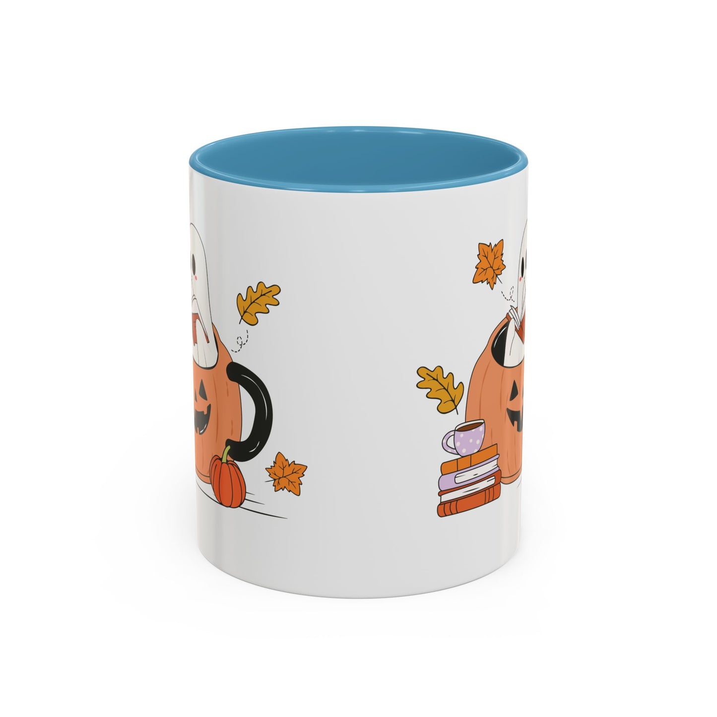 Cozy Ghost in Pumpkin Mug | 11oz and 15oz Ceramic Coffee Cup | Cute Autumn & Halloween Design