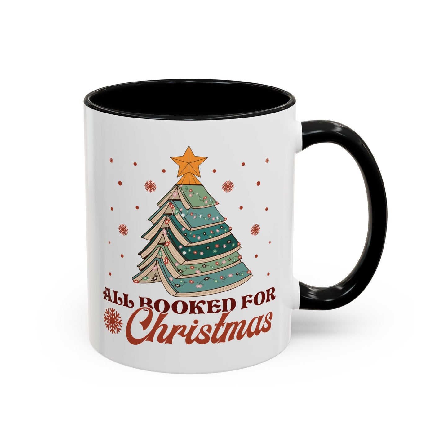 All Booked for Christmas Mug - Festive Book Lovers Christmas Tree Design - Perfect for Readers