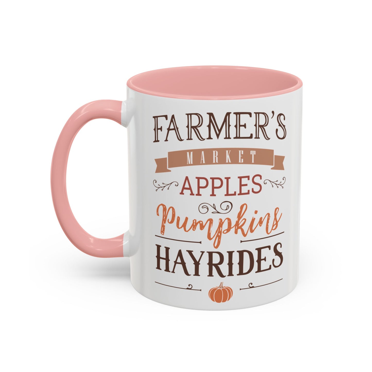 Farmers Market Fall Mug | 11oz and 15oz Ceramic Coffee Cup | Apples, Pumpkins, & Hayrides Autumn Design