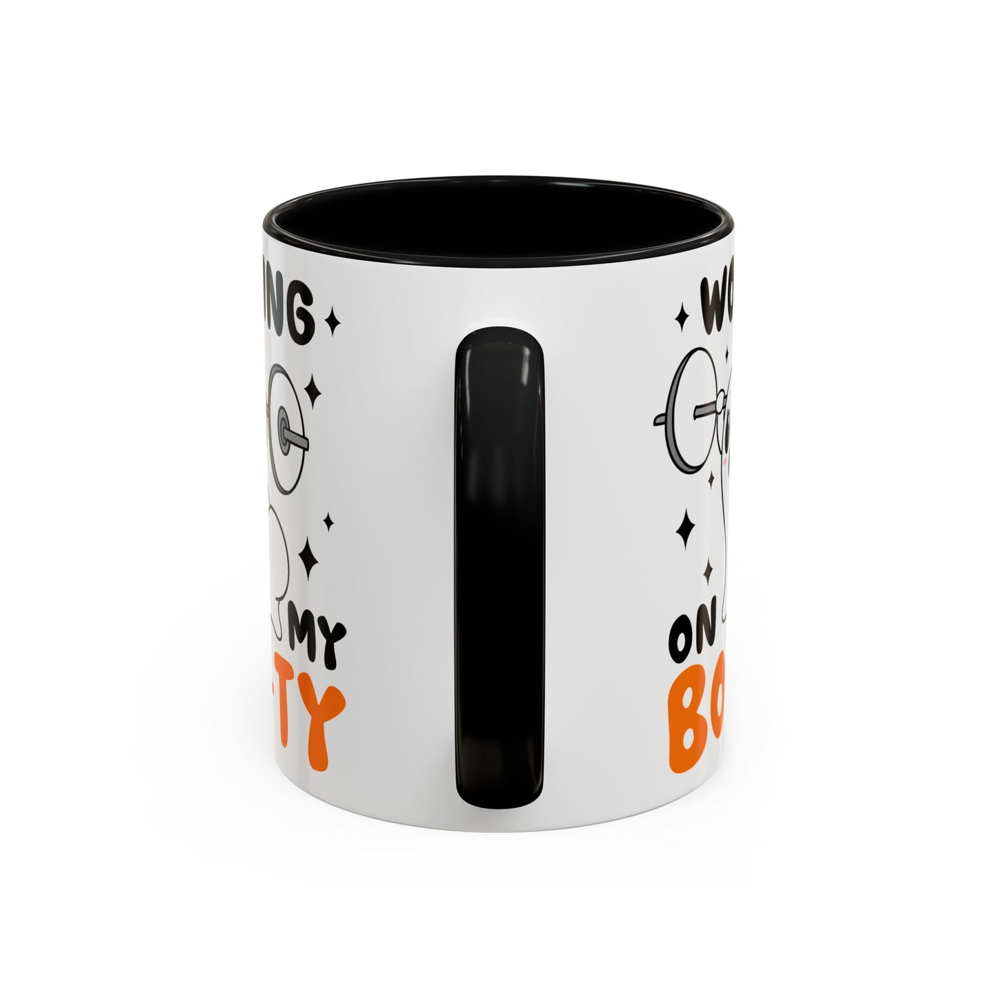 Working on My Boo-ty Halloween Ghost Mug | 11oz and 15oz Ceramic Coffee Cup | Fitness and Humor Design