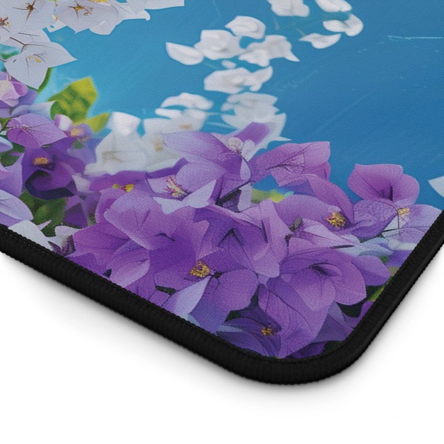 Floral Bliss Desk Mat | Wisteria & Blue Sky Design | Neoprene | Anti-Slip | 3 Sizes | Office Decor