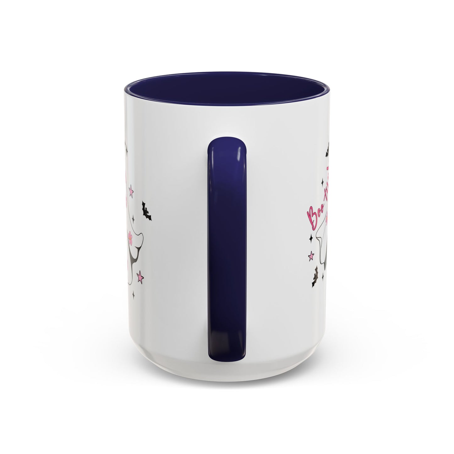 Boo-tiful Halloween Ghost Mug | 11oz and 15oz Coffee Cup | Cute Floral Design | Pink, Red, Black, Light Blue, or Navy Handle and Interior