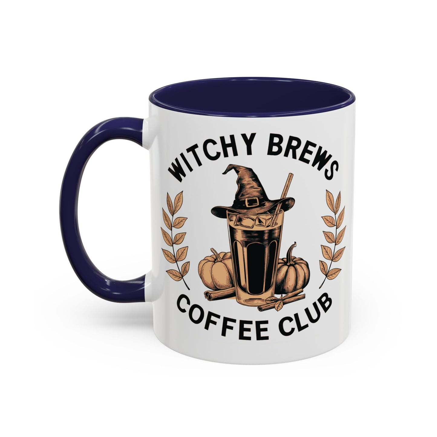 Witchy Brews Coffee Club Mug | Halloween Coffee Mug | Witch Hat and Pumpkin Design | Spooky Fall Drinkware