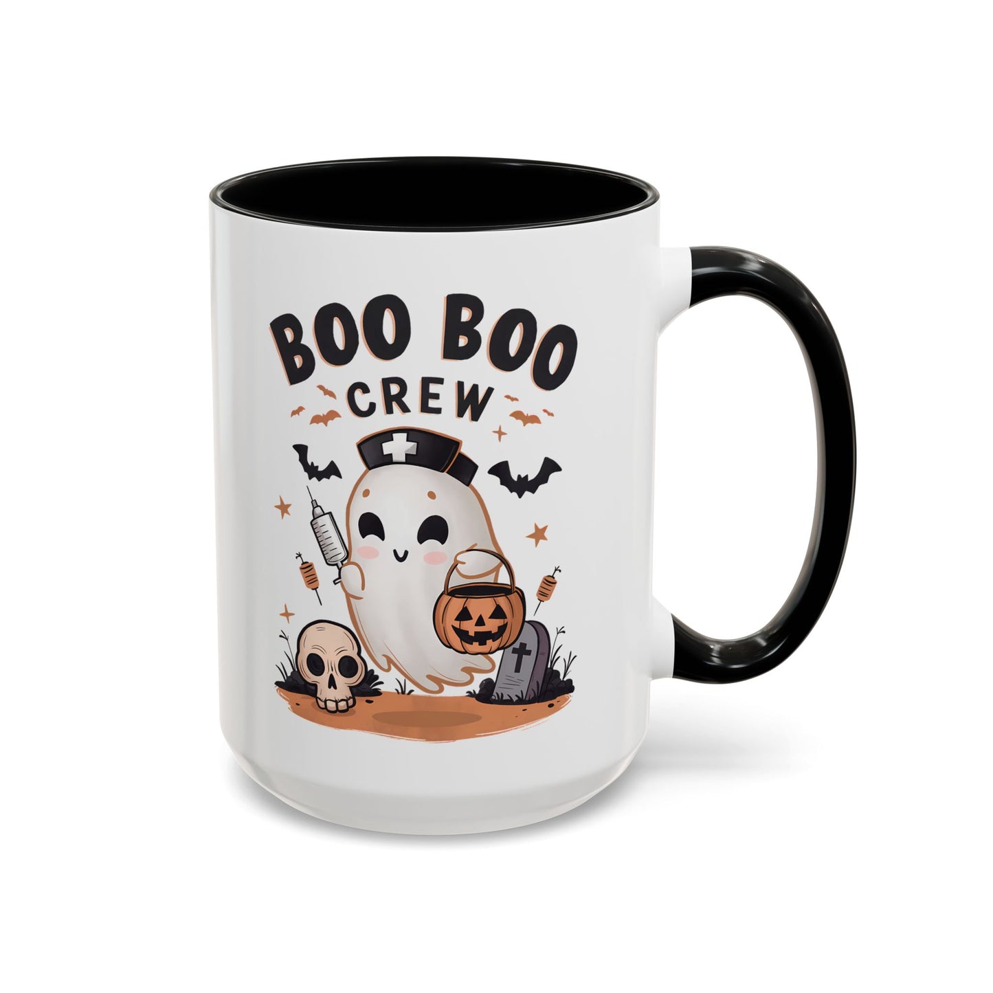 Boo Boo Crew Halloween Mug | Cute Ghost Nurse Design | 11oz and 15oz Ceramic Coffee Cup