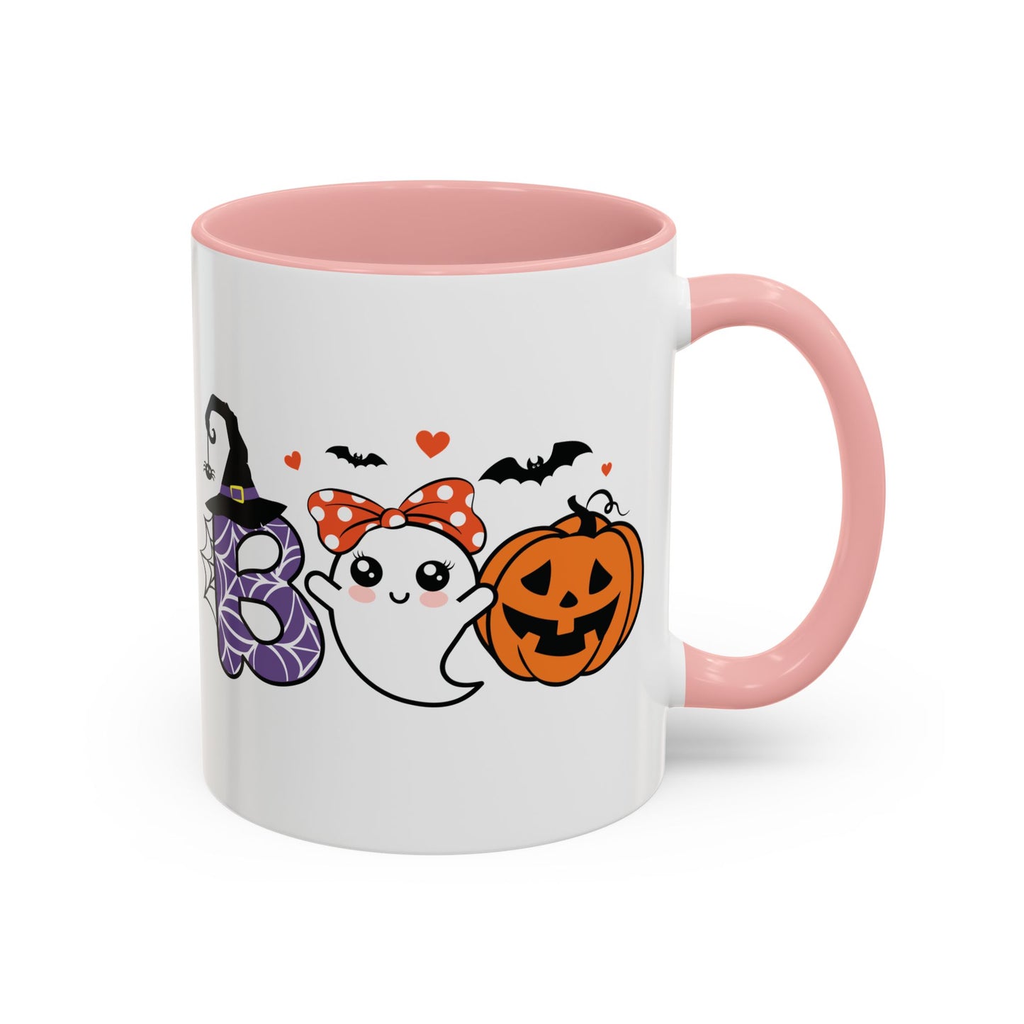 Cute Boo Halloween Mug | 11oz and 15oz Ceramic Coffee Cup | Adorable Ghost, Pumpkin and Witch Hat Design