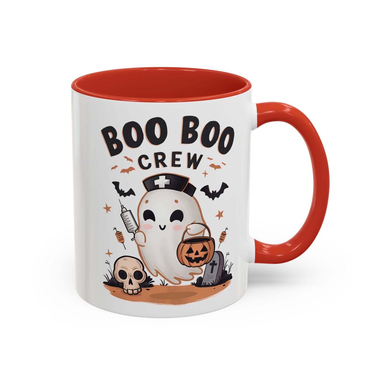 Boo Boo Crew Halloween Mug | Cute Ghost Nurse Design | 11oz and 15oz Ceramic Coffee Cup