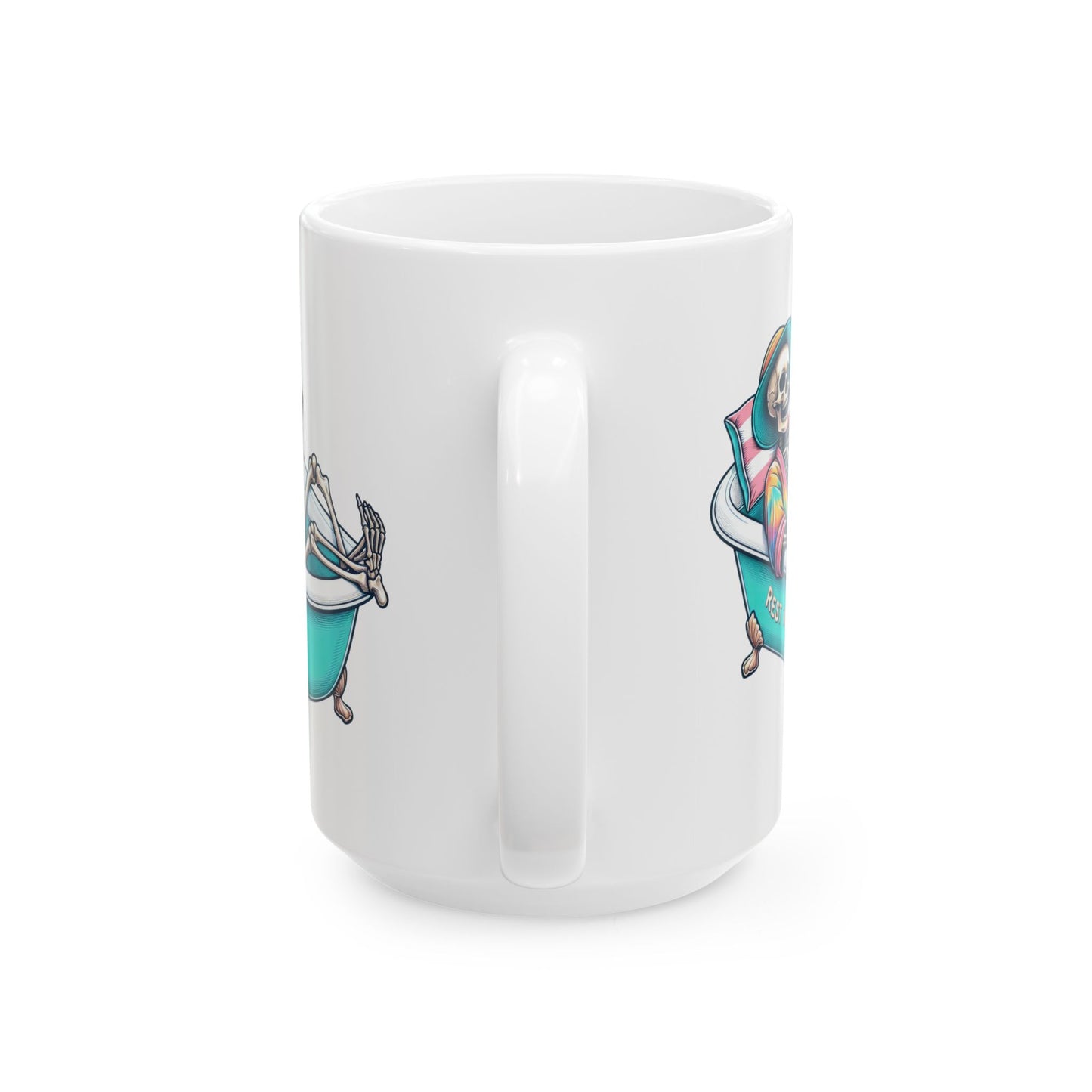 Rest In Peace Skeleton Mug | Relaxing Bath Coffee Cup | Quirky Peaceful Gift