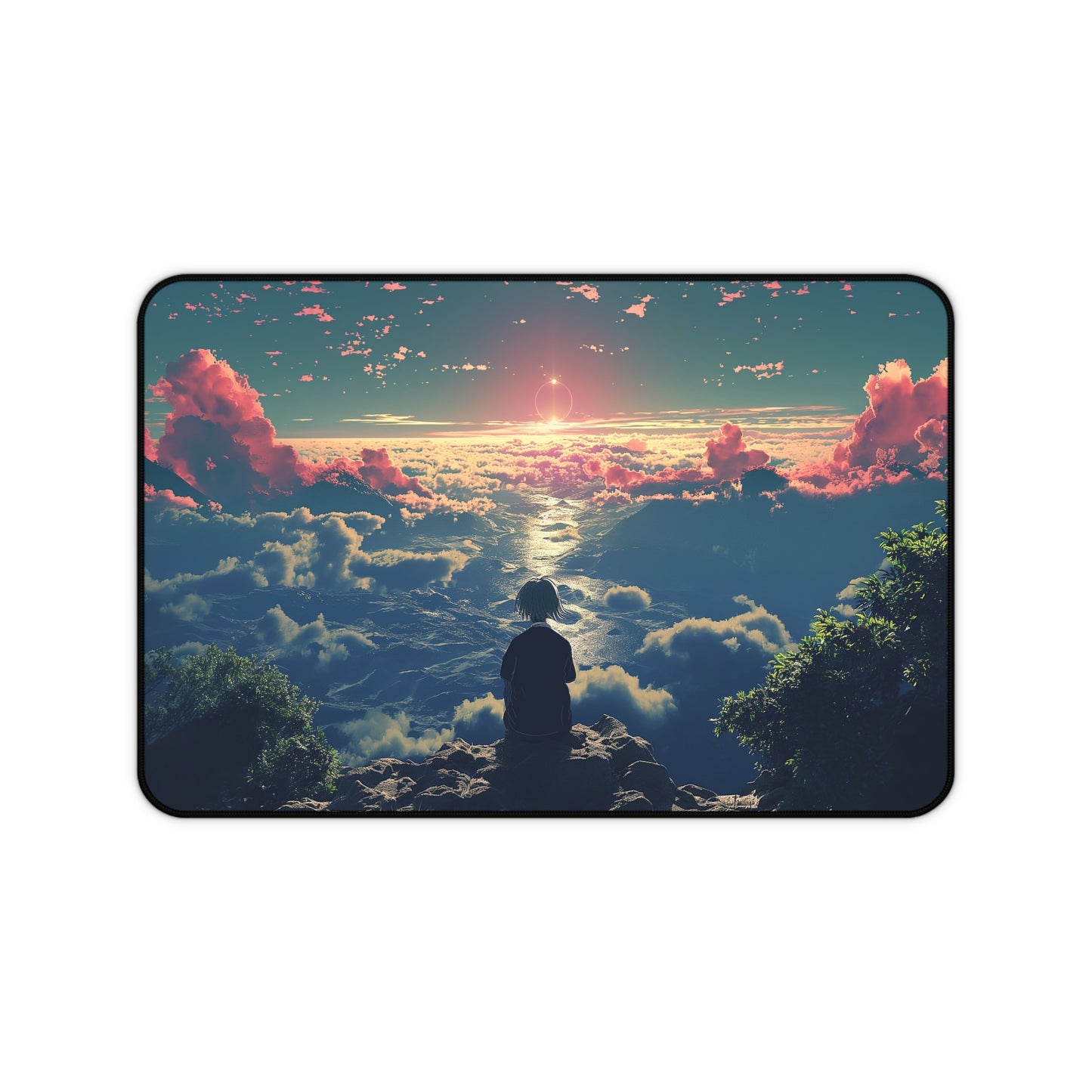 Serene Sunset Computer Desk Mat | Customizable Scenic Mouse Pad | Anti-Slip Neoprene Desk Mat for Home Office | 3 Sizes Available