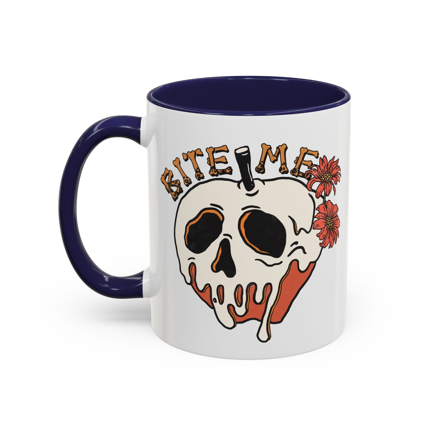 Bite Me Halloween Mug | Poison Apple Skull Design | Spooky Coffee Mug | Fall Drinkware | Gothic Gift Idea