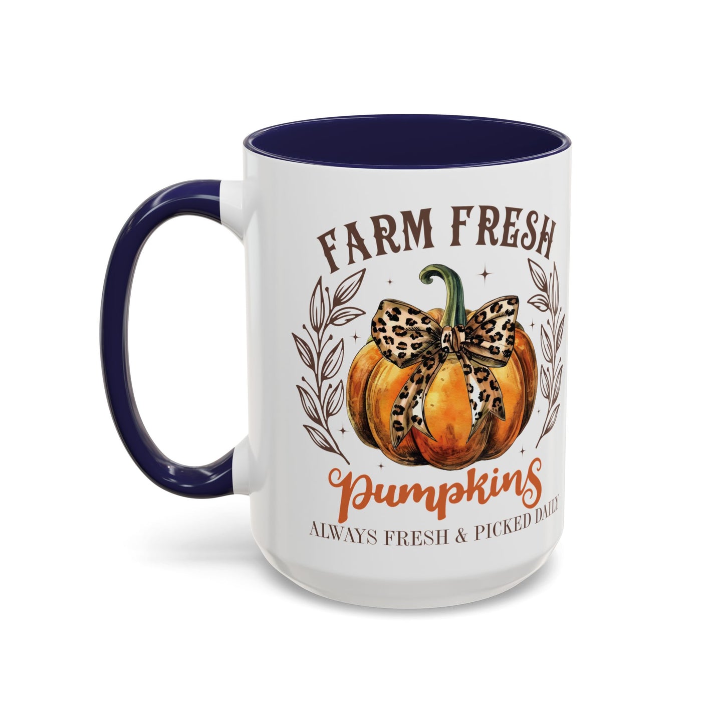 Farm Fresh Pumpkins Fall Mug | 11oz and 15oz Ceramic Coffee Cup | Rustic Autumn Pumpkin Design