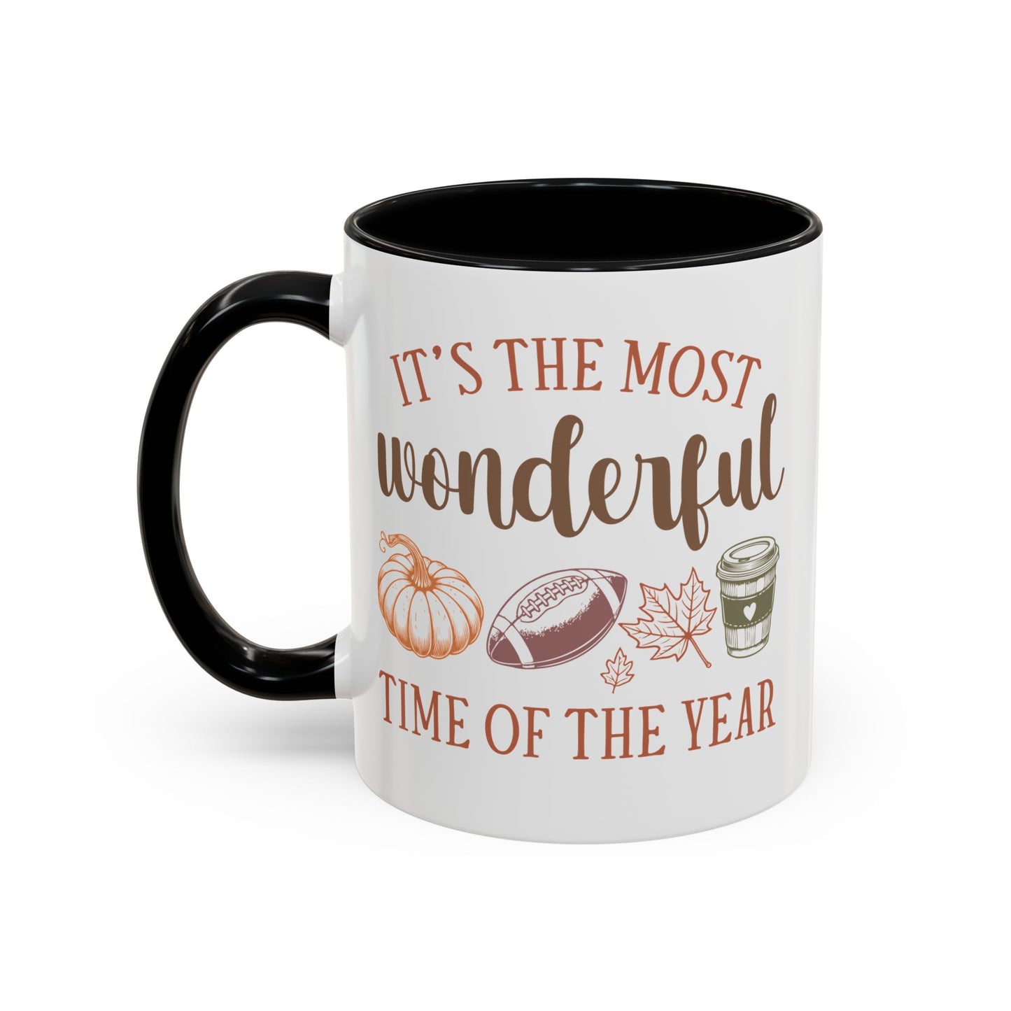 Most Wonderful Time of the Year Fall Mug | 11oz and 15oz Ceramic Coffee Cup | Autumn, Football & Pumpkin Design