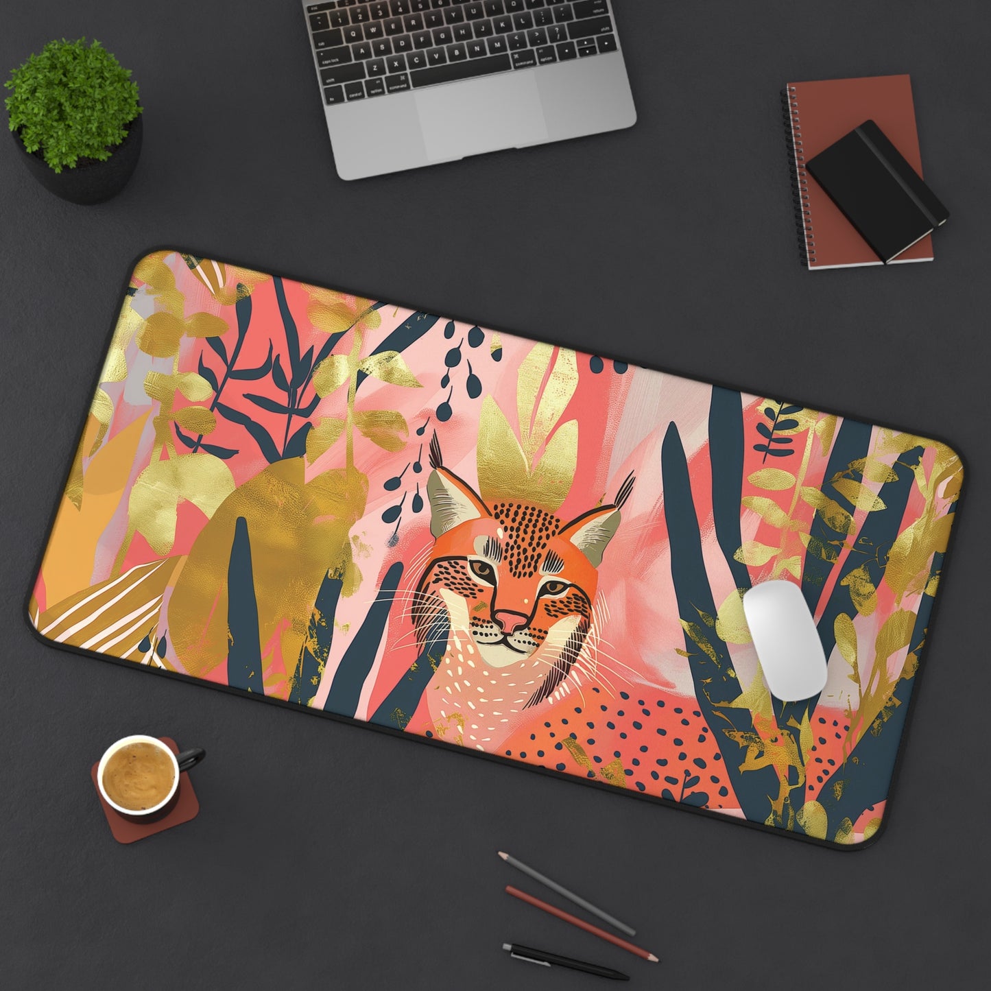 Leopard Jungle Desk Mat | Neoprene Mouse Pad | Anti-Slip Office Desk Mat | 3 Sizes Available