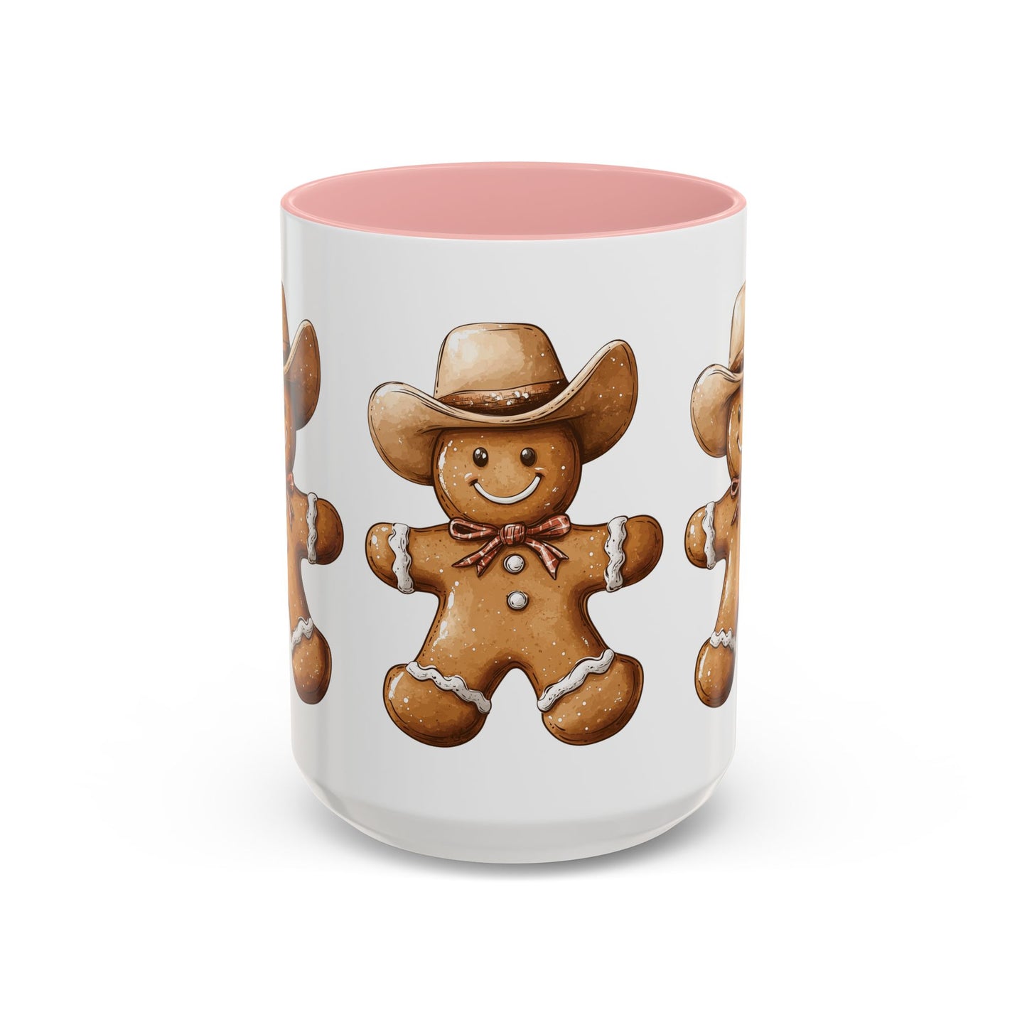 Cowboy Gingerbread Man Tan Hat Ceramic Mug - Festive Western Holiday Design - Perfect for Christmas and Cookie Lovers