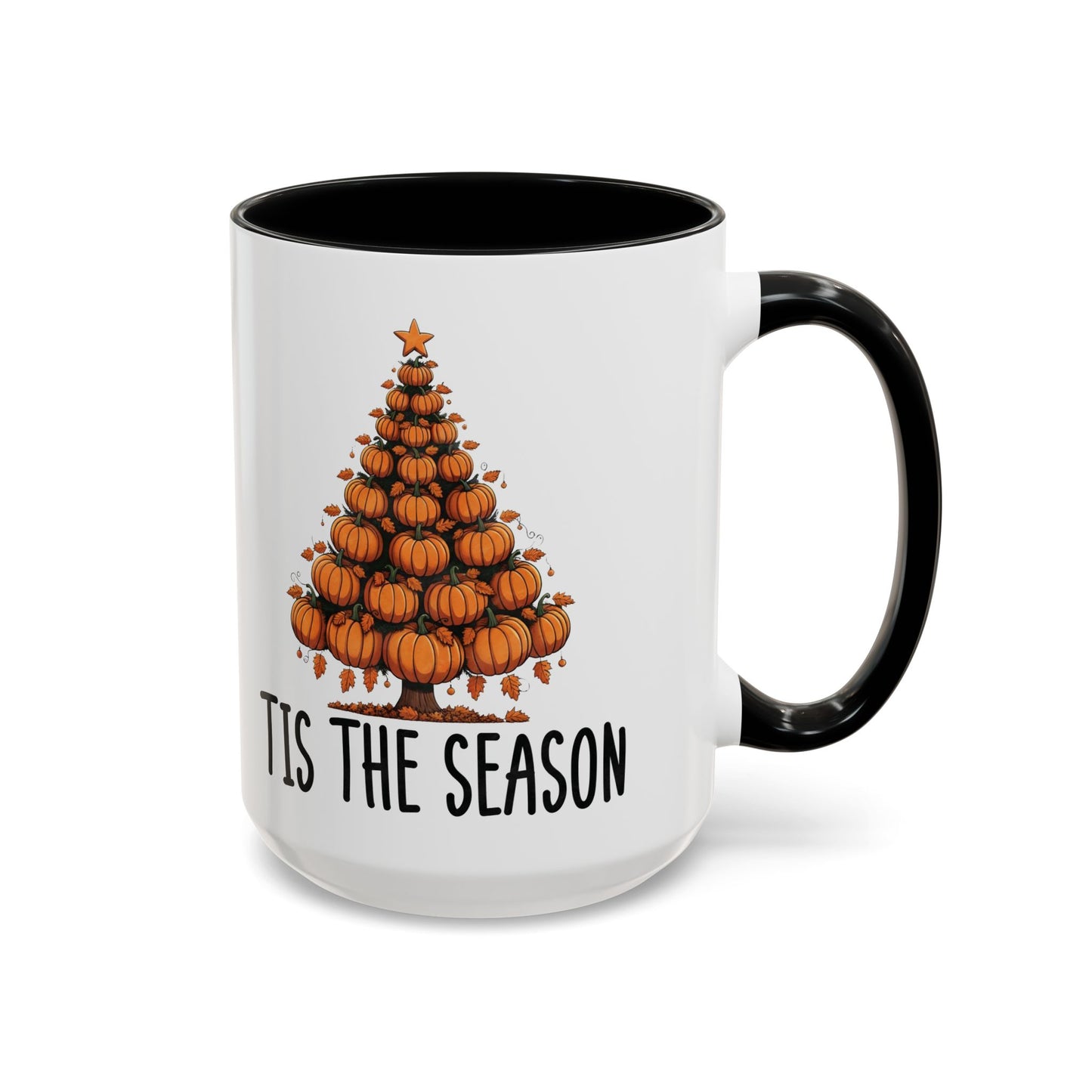 Tis the Season Pumpkin Tree Mug | 11oz and 15oz Ceramic Coffee Cup | Festive Fall & Holiday Design