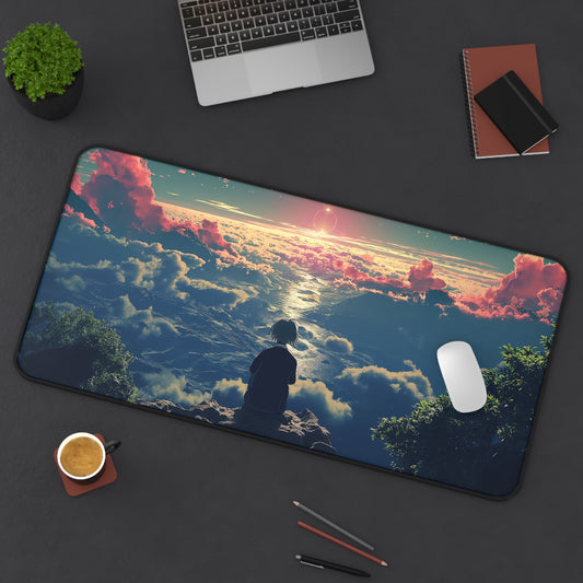 Serene Sunset Computer Desk Mat | Customizable Scenic Mouse Pad | Anti-Slip Neoprene Desk Mat for Home Office | 3 Sizes Available