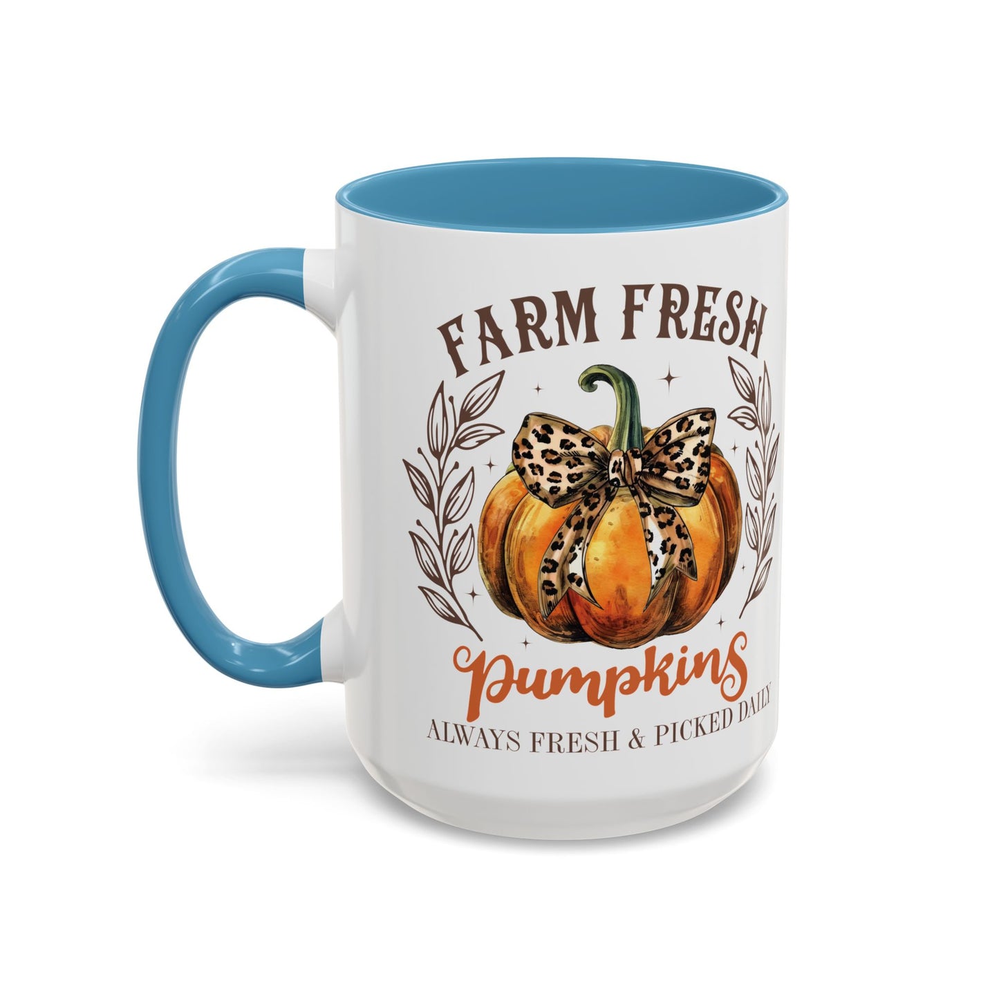 Farm Fresh Pumpkins Fall Mug | 11oz and 15oz Ceramic Coffee Cup | Rustic Autumn Pumpkin Design